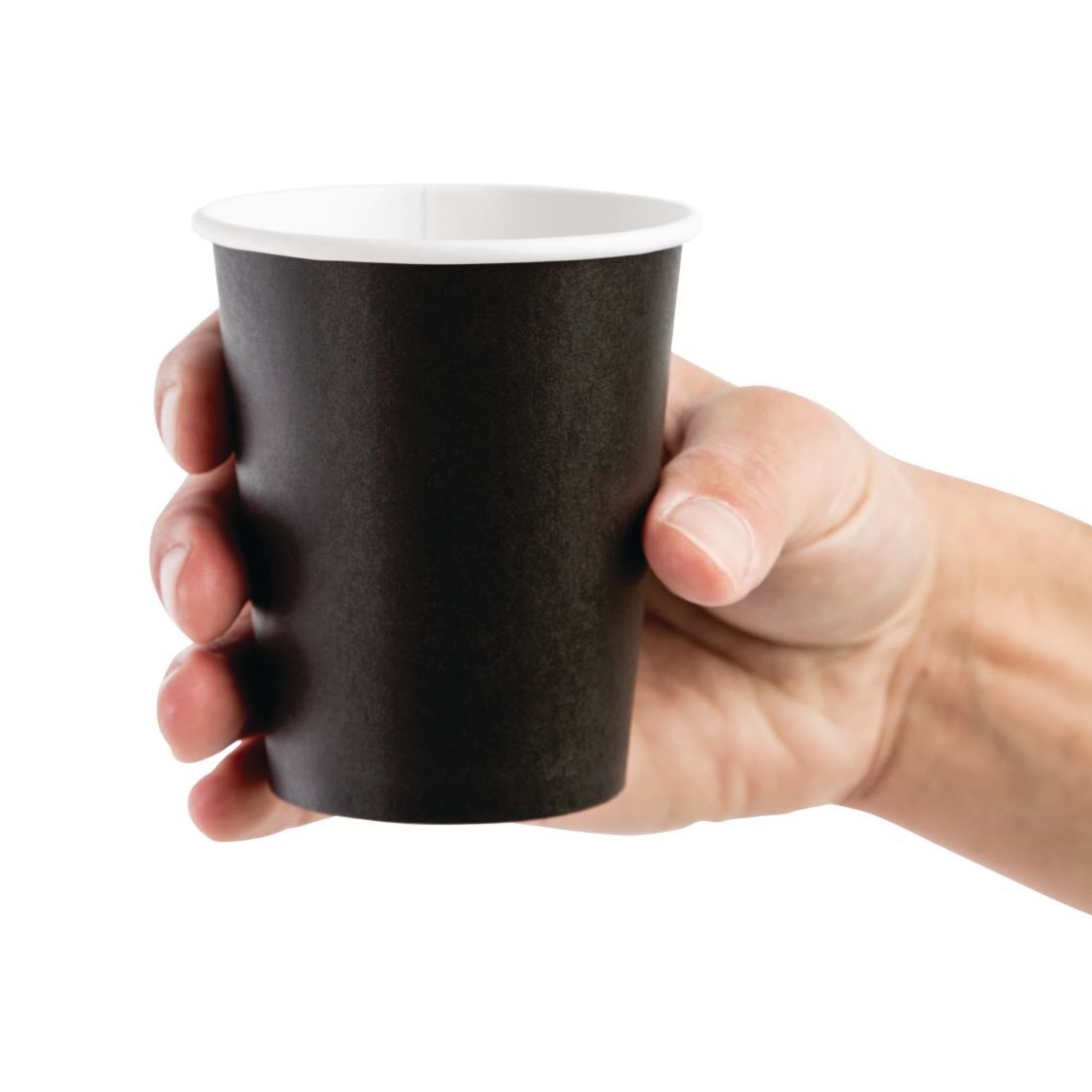 Picture of Fiesta Recyclable Coffee Cups Single Wall Black 225ml / 8oz (Pack of 50)