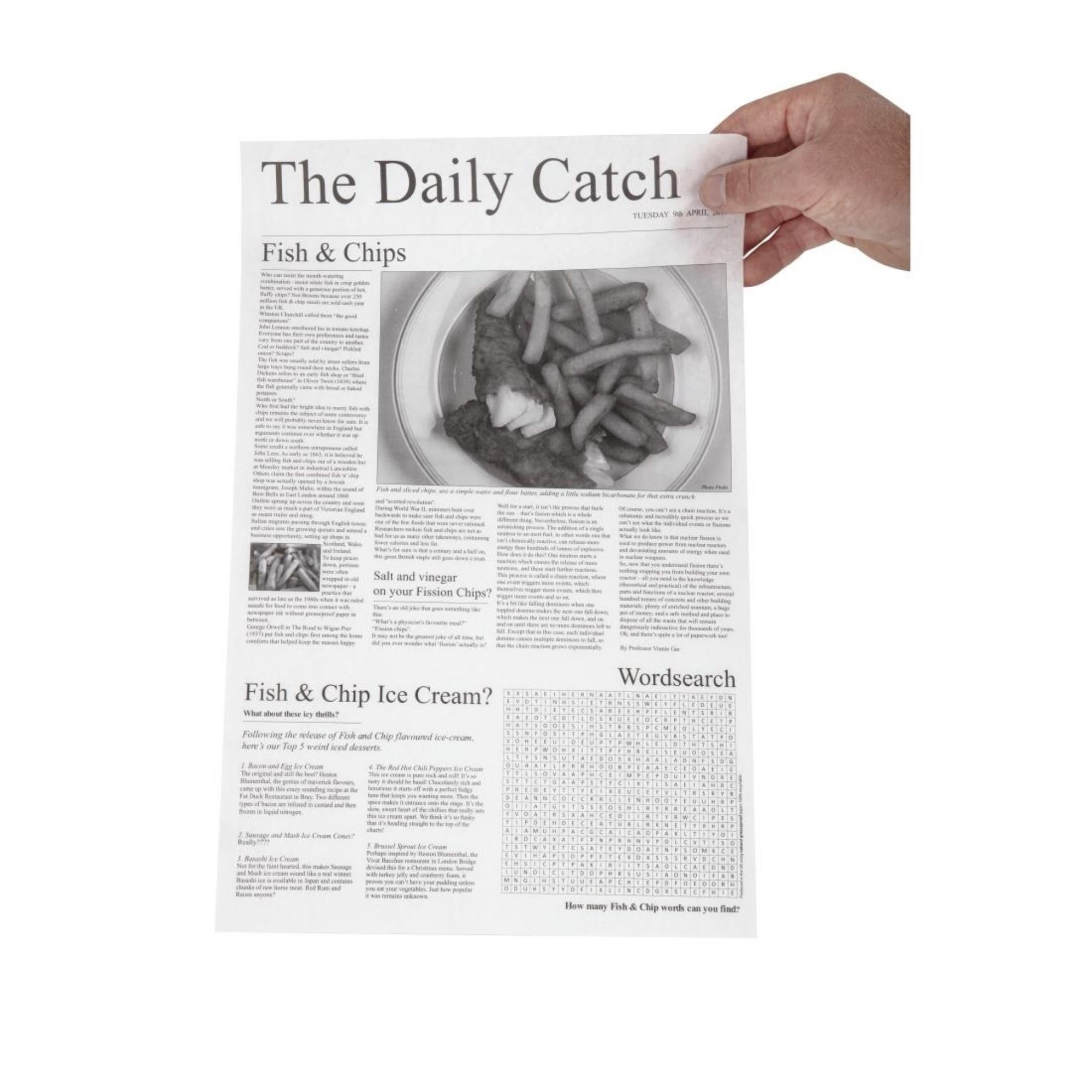 Picture of Greaseproof Paper Sheets Newspaper Print 270 x 420mm (Pack of 500)