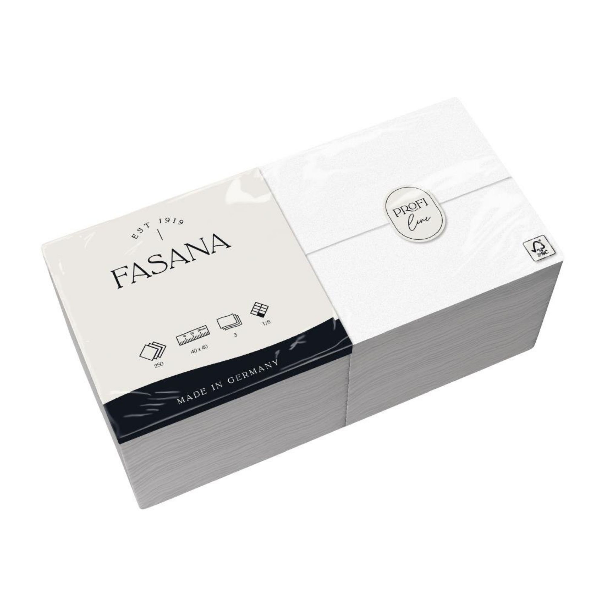 Picture of Fasana Dinner Napkin White 40x40cm 3ply 1/8 Fold (Pack of 1000)
