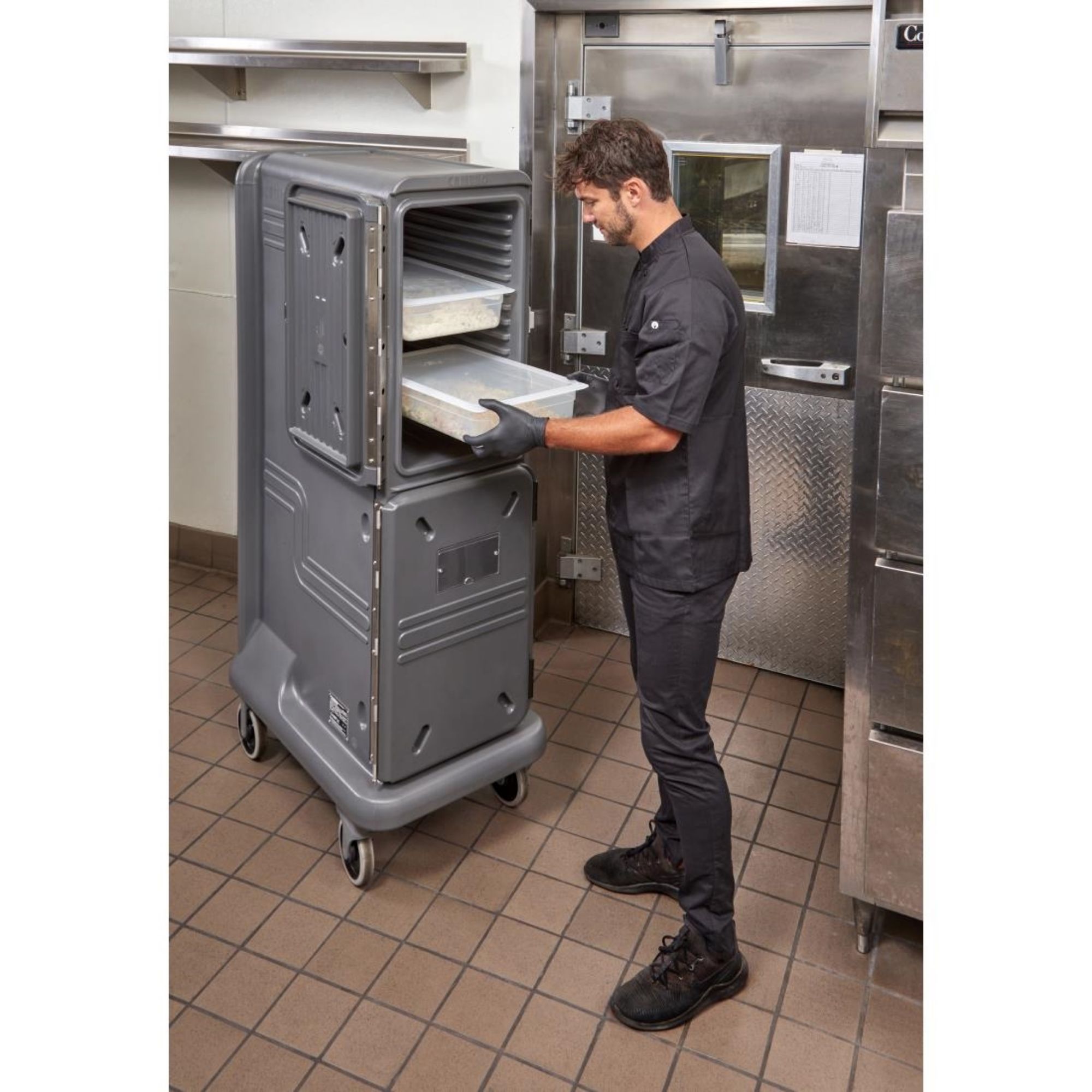 Picture of Cambro Ultra Pro Cart Tall Two Door Hot and Cold Food Cart Charcoal Grey