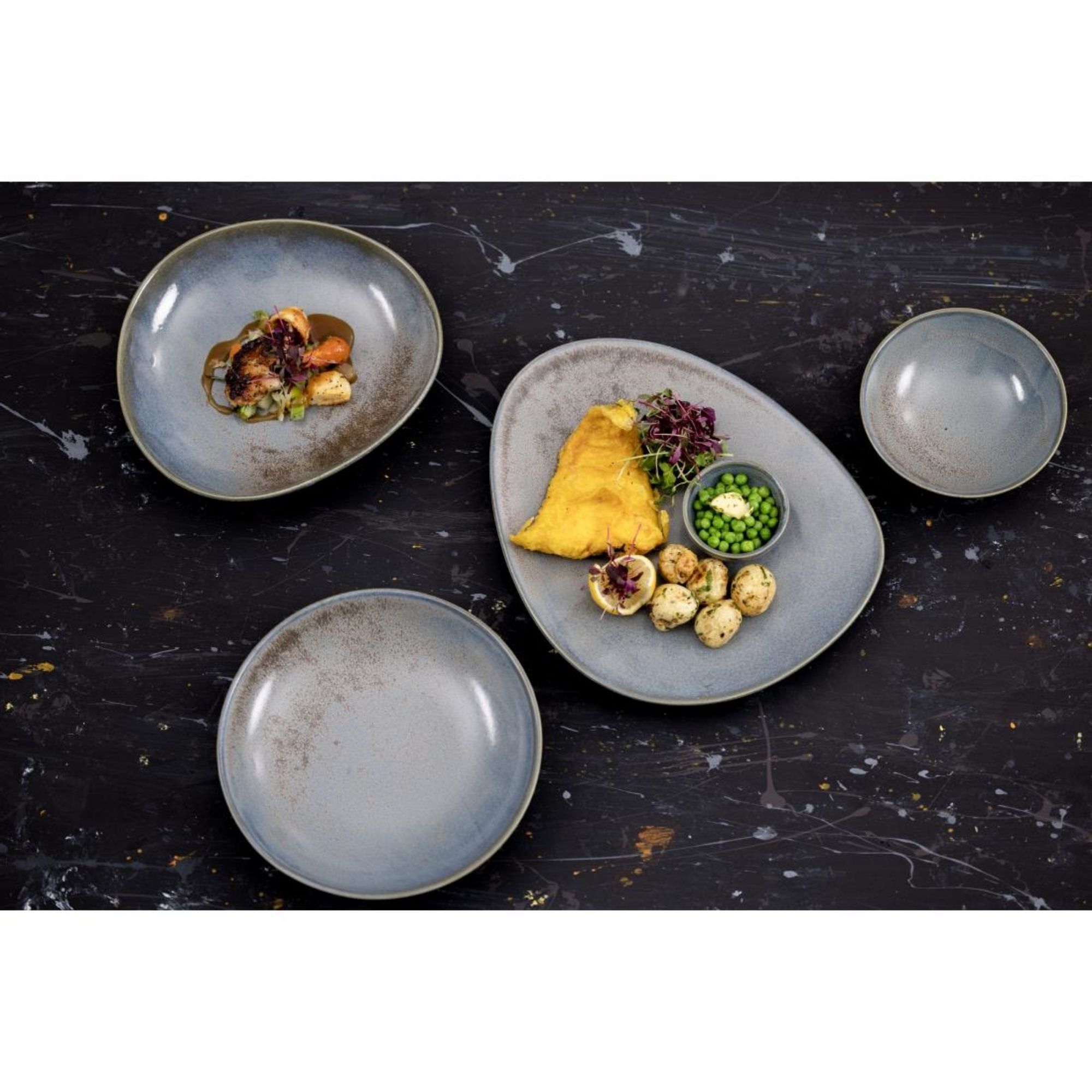 Picture of Olympia Ember Blue Triangle Bowls 245mm (Pack of 4)