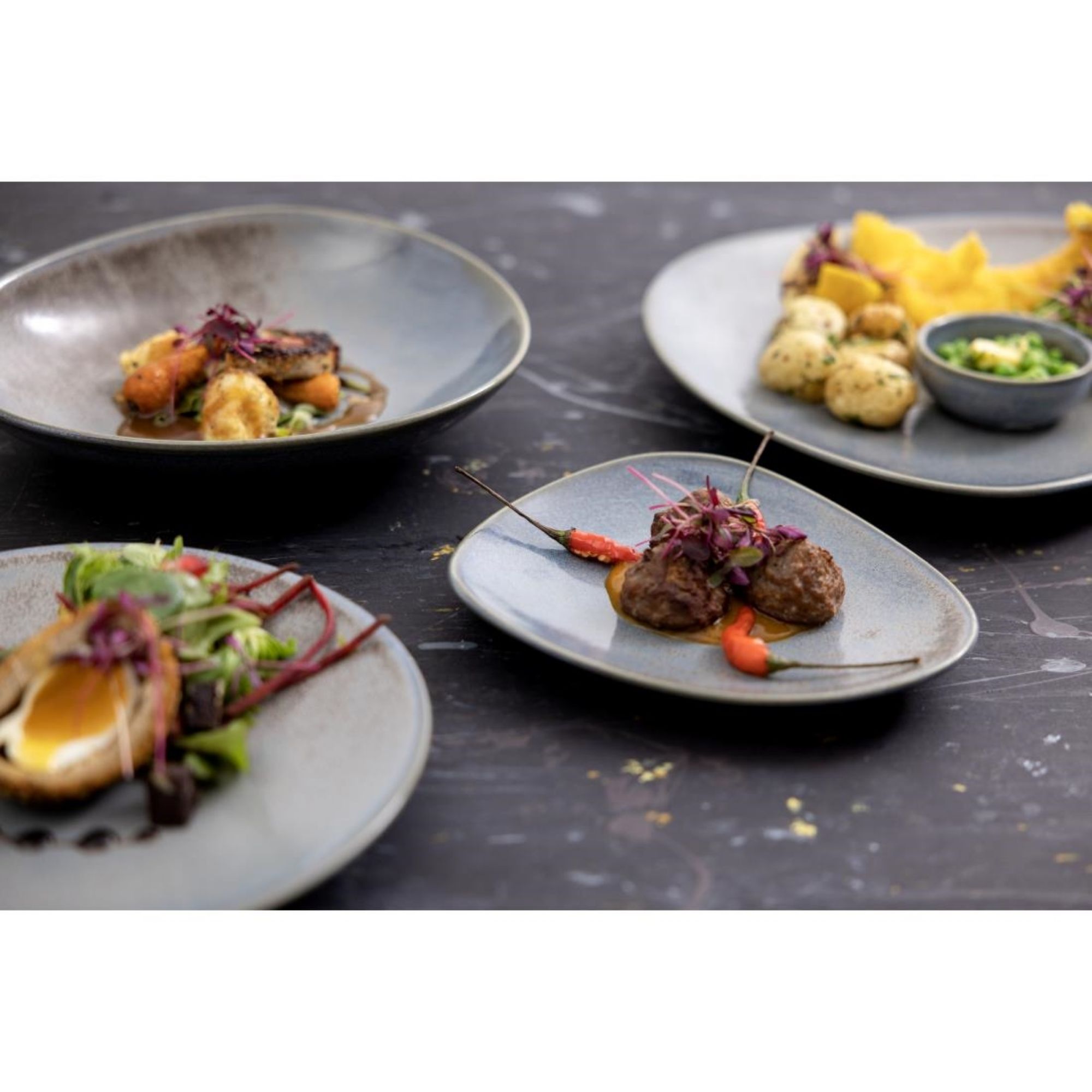 Picture of Olympia Ember Blue Triangle Bowls 245mm (Pack of 4)