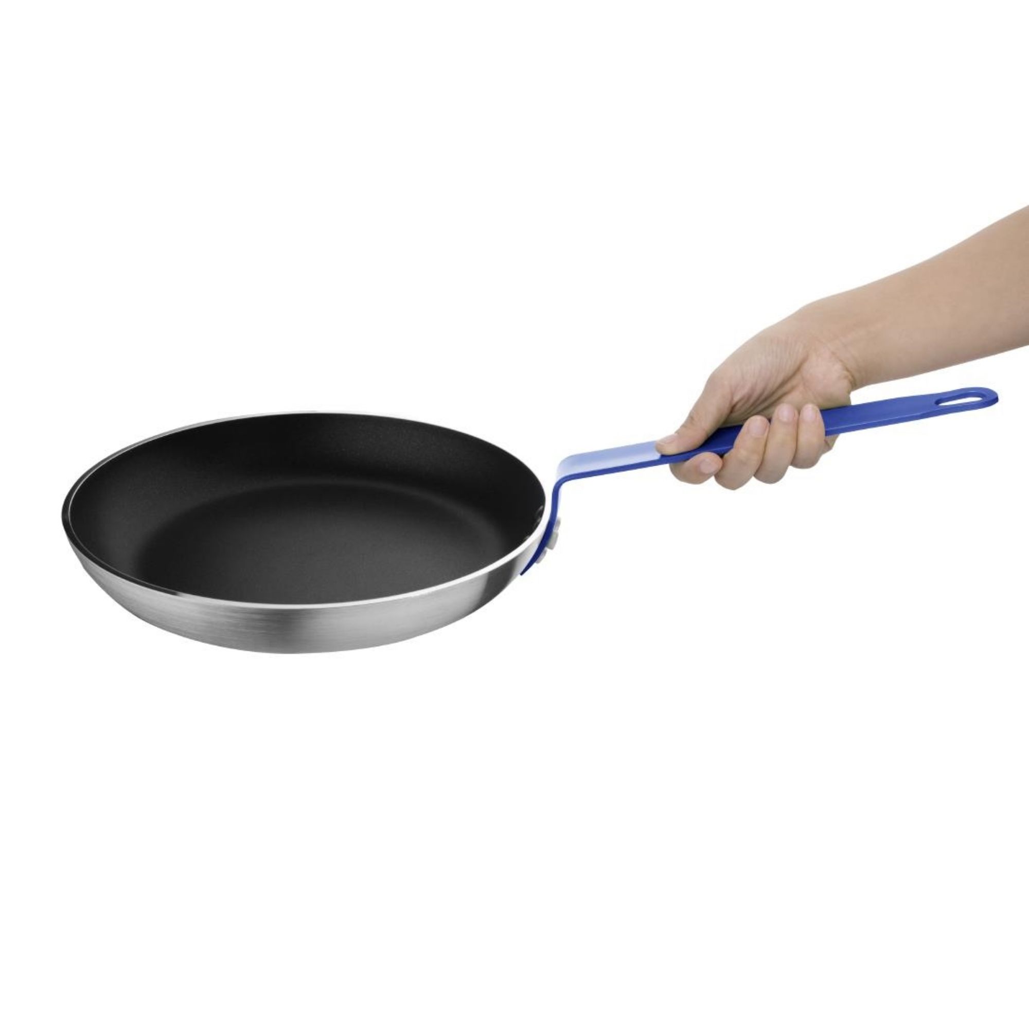 Picture of Hygiplas Aluminium Non-Stick Teflon Platinum Plus Frying Pan with Blue Handle 28cm