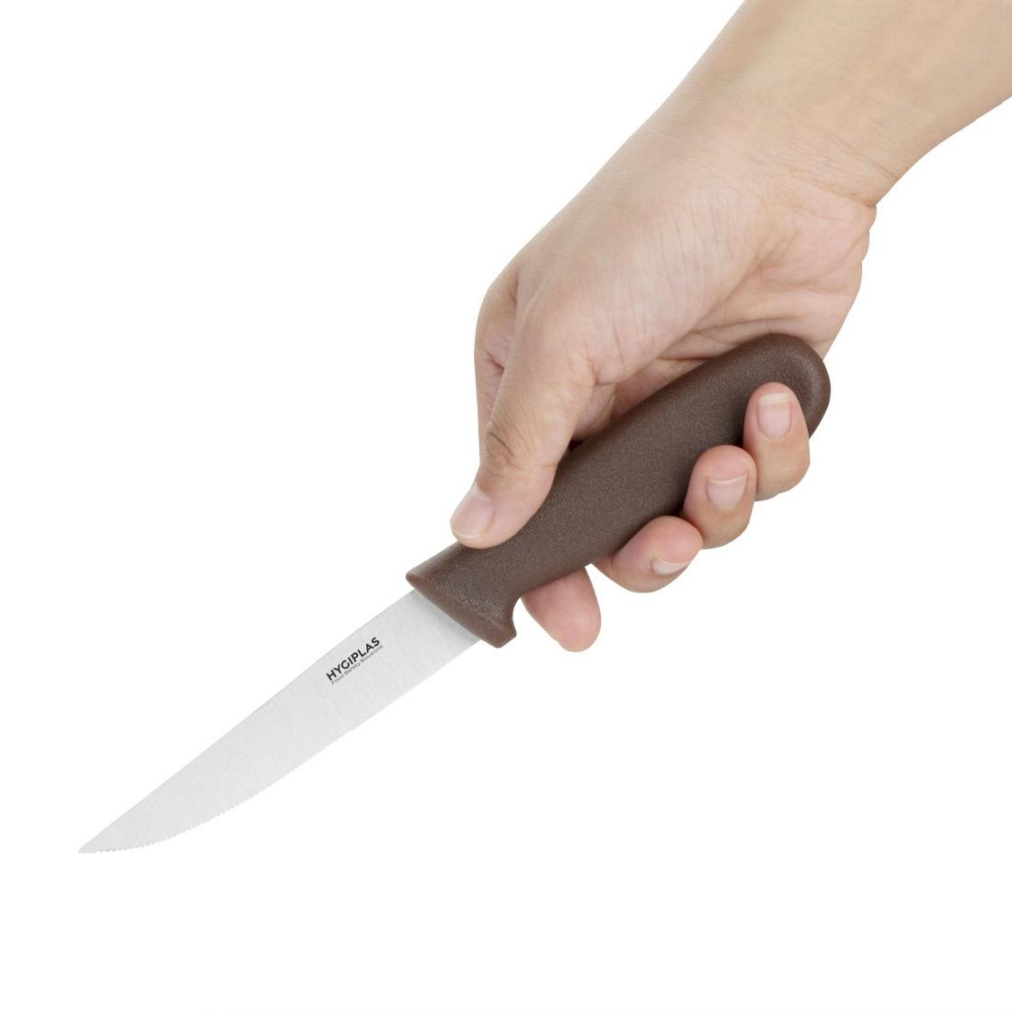 Picture of Hygiplas Vegetable Knife Serrated Brown 10.5cm