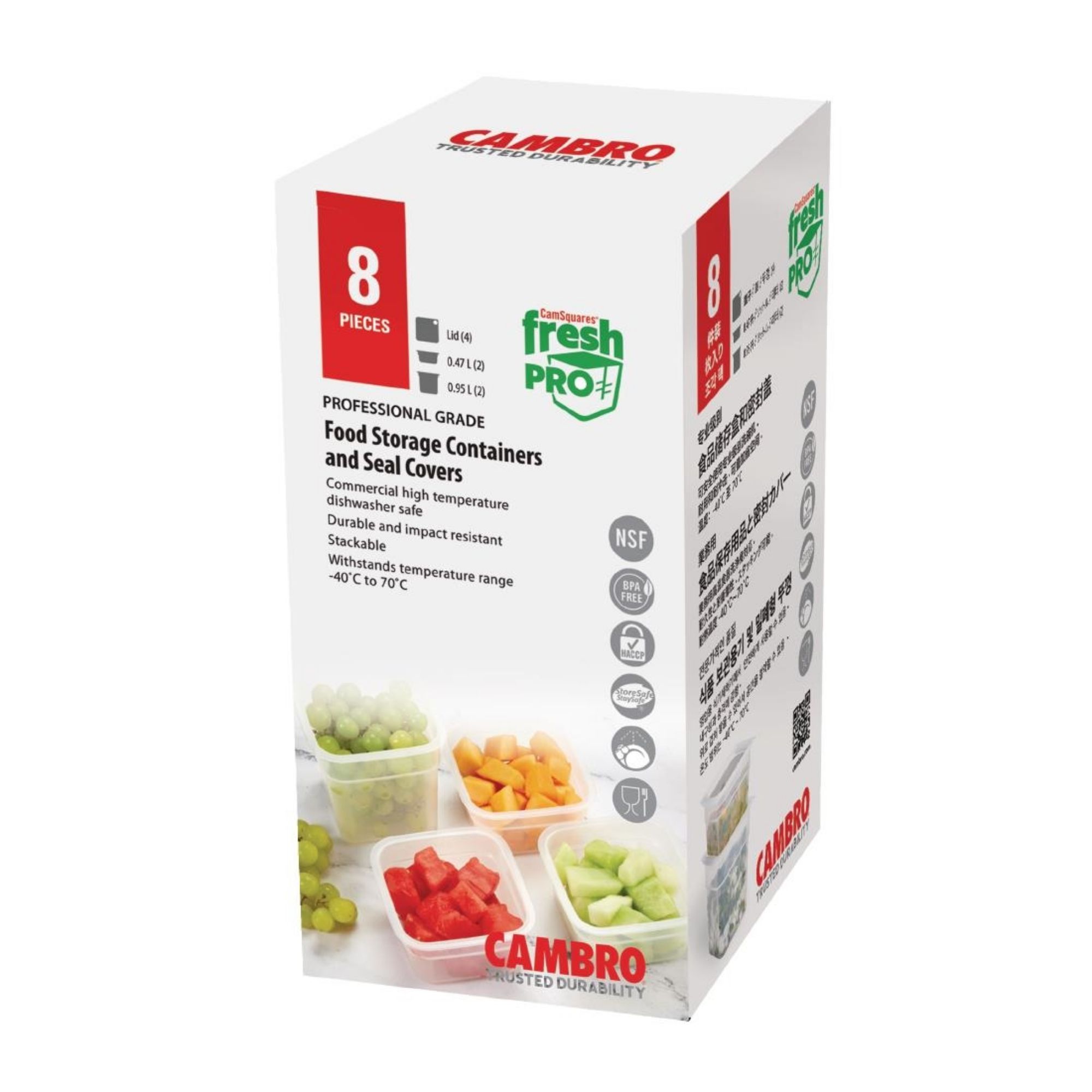 Picture of Cambro FreshPro Food Containers with Lid (2 x 0.95ltr and 2 x 0.47Ltr Pack)