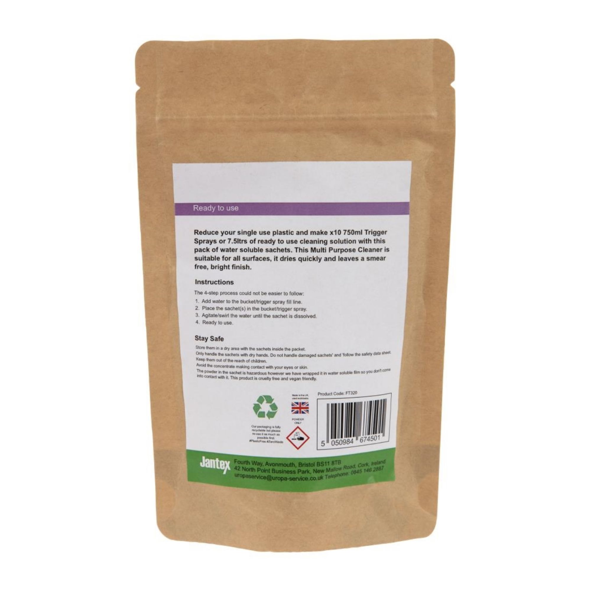 Picture of Jantex Green Multipurpose Cleaner Sachets (Pack of 10)