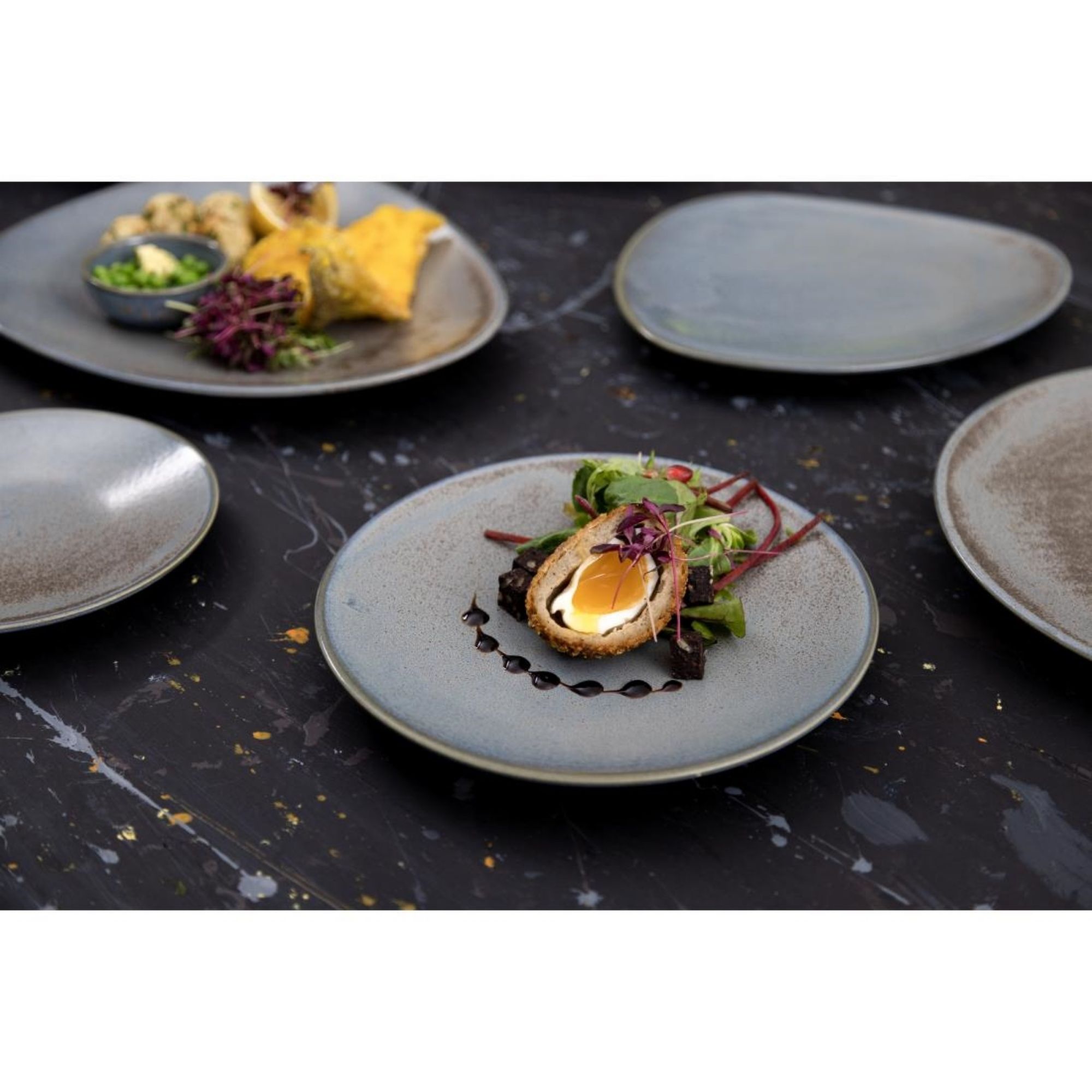 Picture of Olympia Ember Blue Triangle Plates 250mm (Pack of 6)