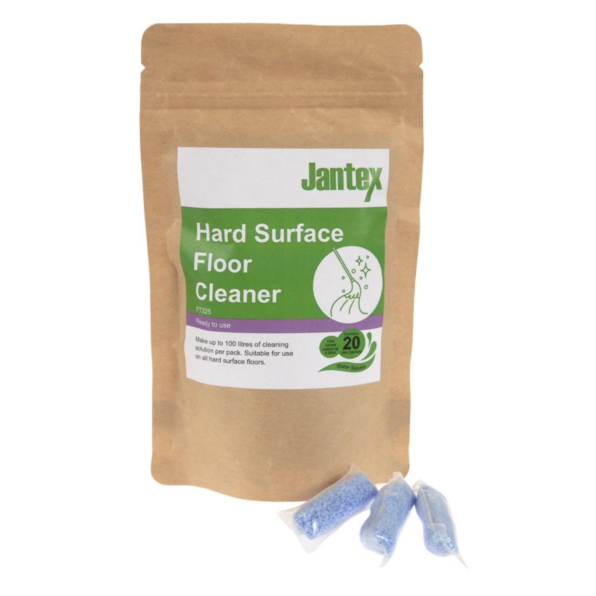 Picture of Jantex Green Hard Surface Floor Cleaner Sachets (Pack of 20)