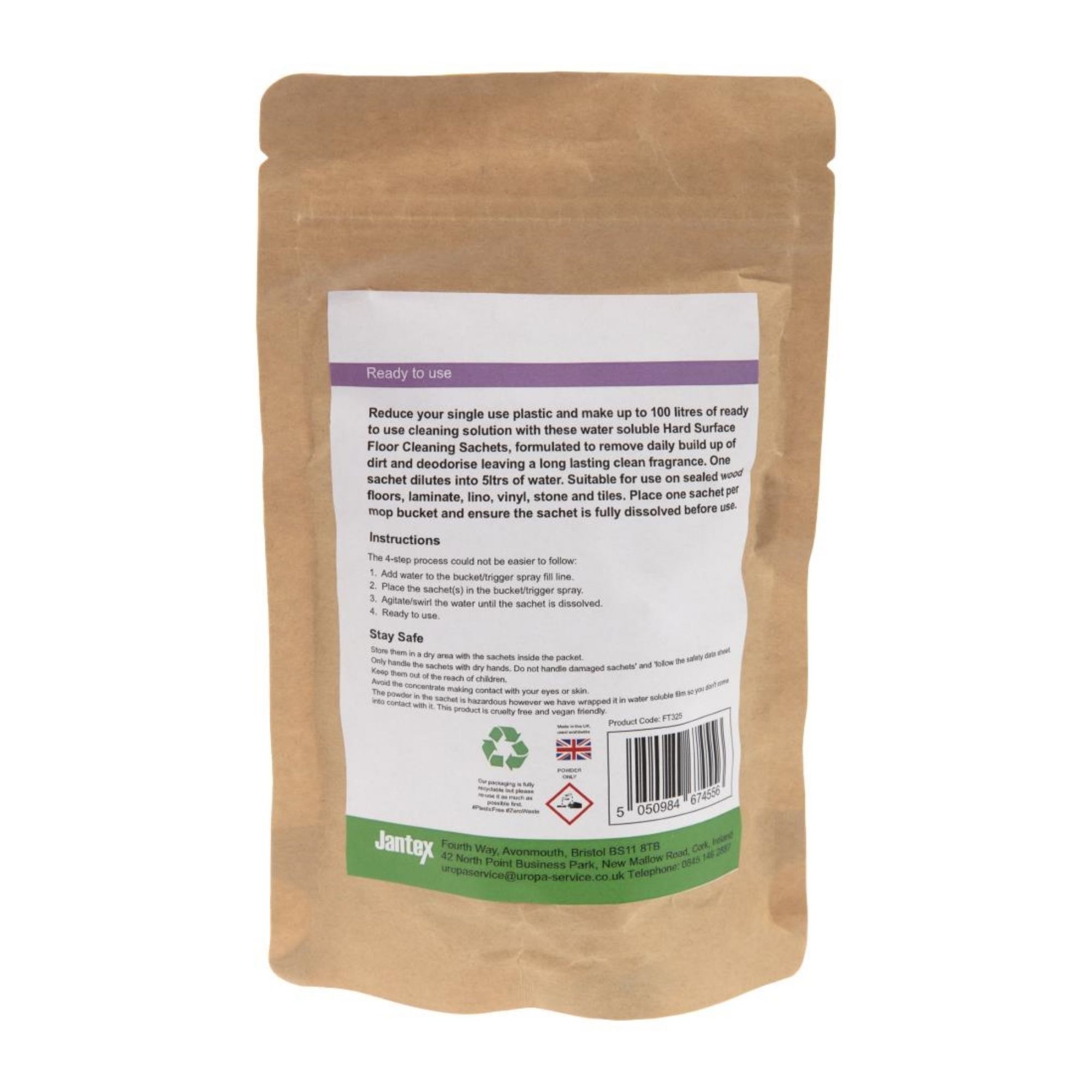 Picture of Jantex Green Hard Surface Floor Cleaner Sachets (Pack of 20)