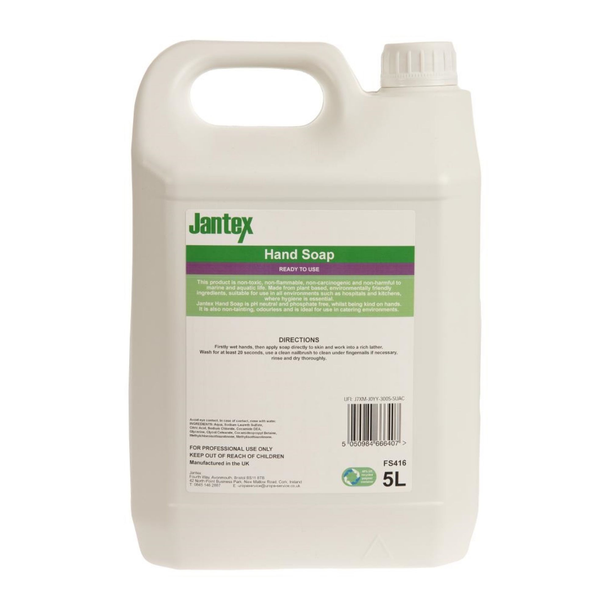 Picture of Jantex Green Hand Soap Lotion Ready To Use 5Ltr