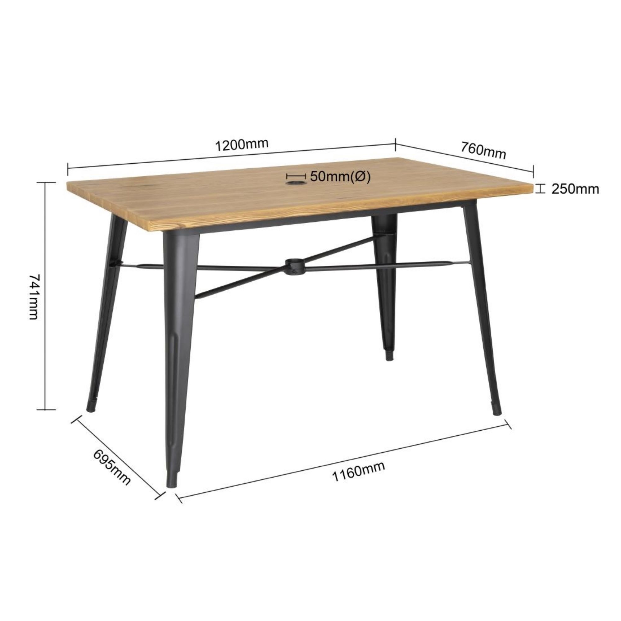 Picture of Bolero Complete Outdoor Table 120x76x76cm - Light Wood