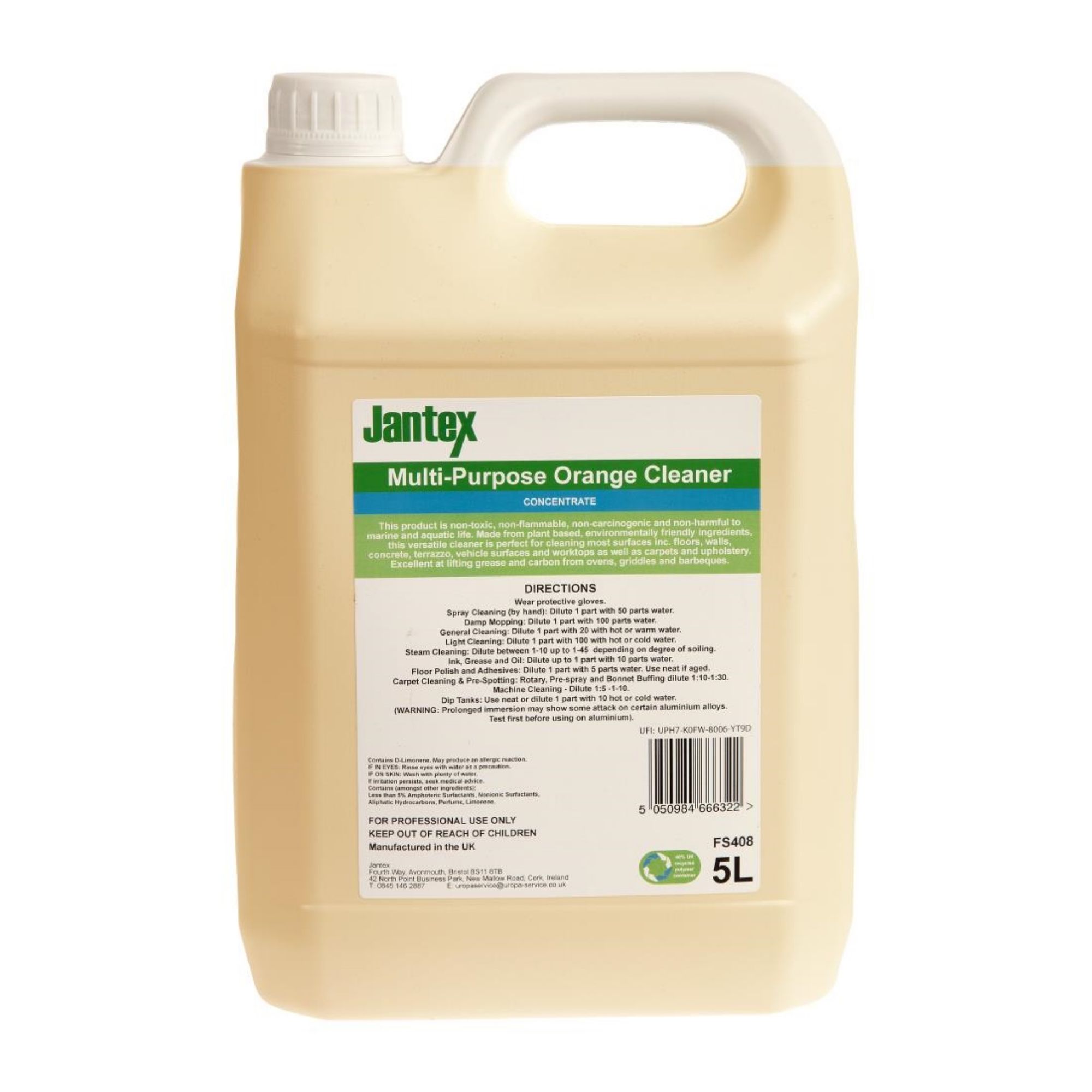 Picture of Jantex Green Orange Multipurpose Cleaner Concentrate 5Ltr