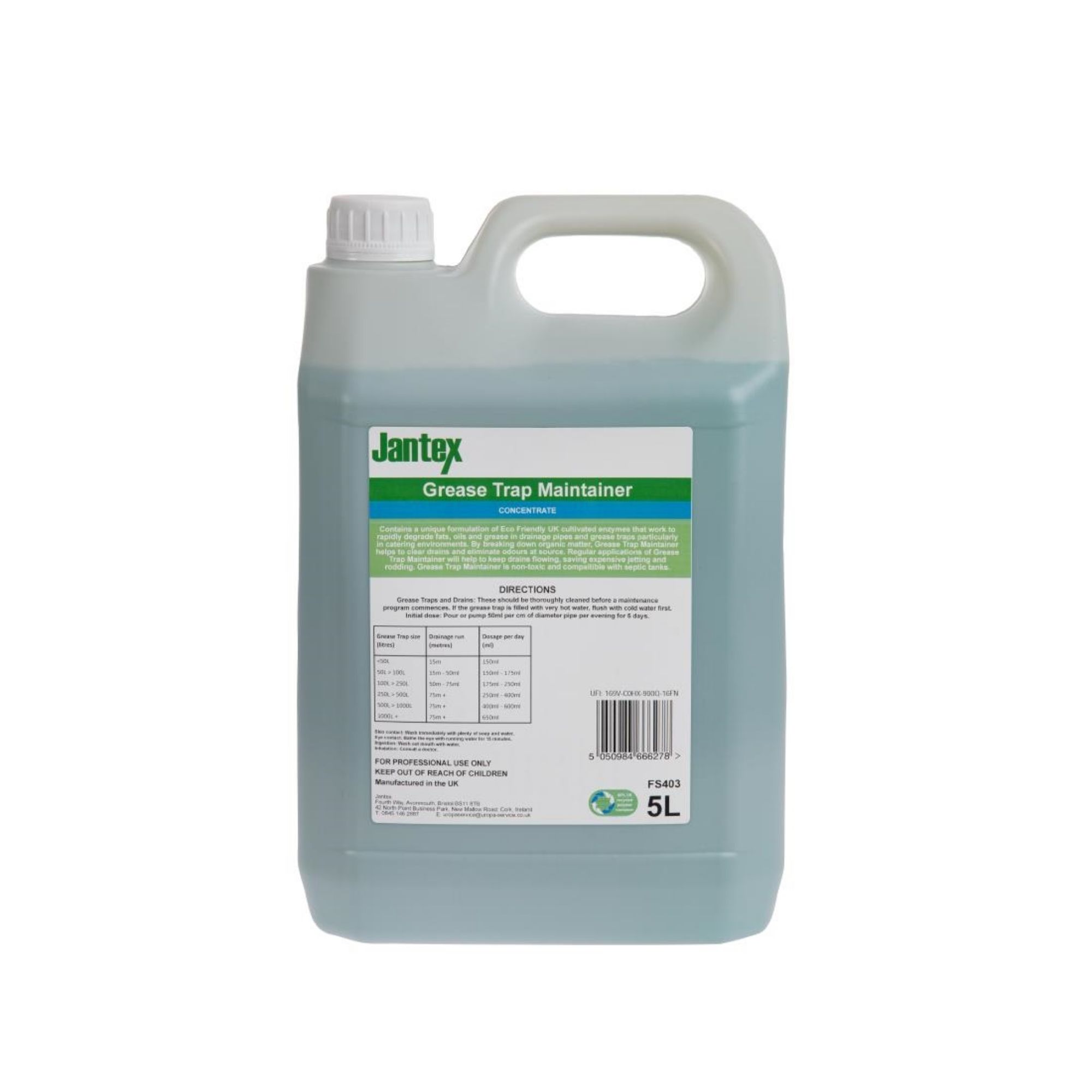 Picture of Jantex Green Grease Trap Maintainer Concentrate 5Ltr