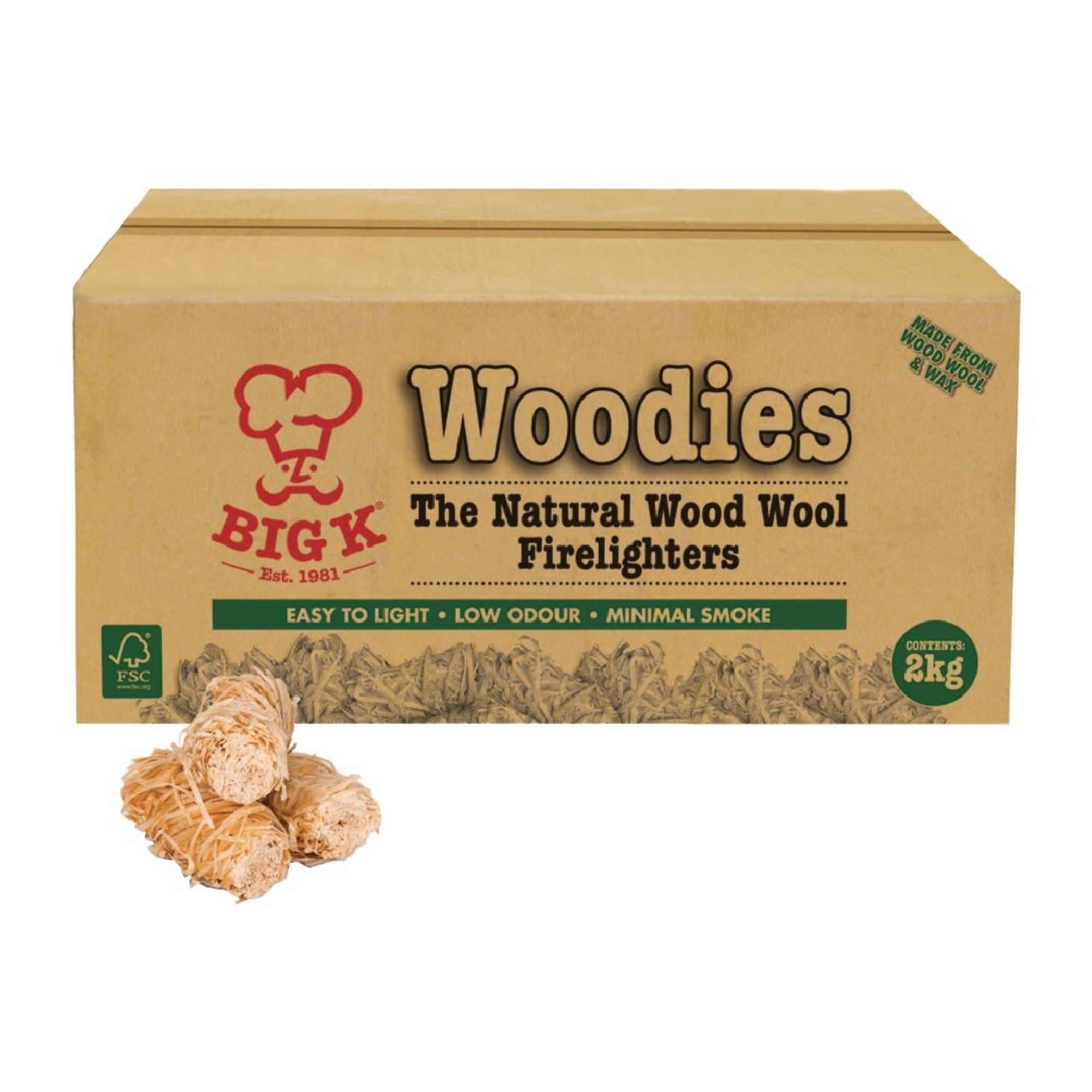 Picture of Big K Woodies Natural Wood Wool Firelighters 2Kg
