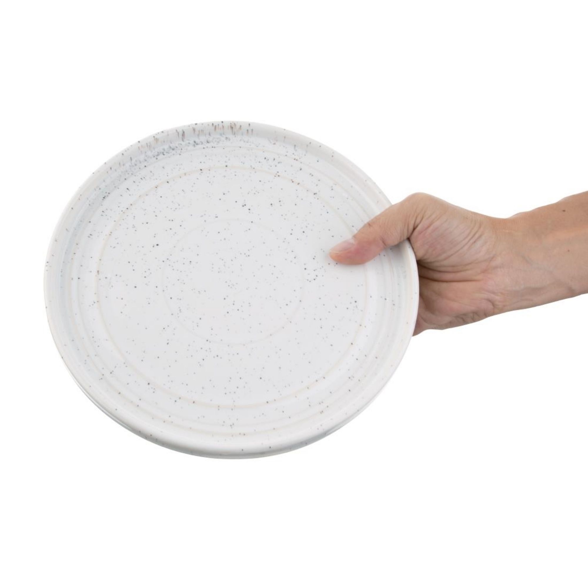 Picture of Olympia Cavolo White Speckle Flat Round Plate - 220mm (Box 6)