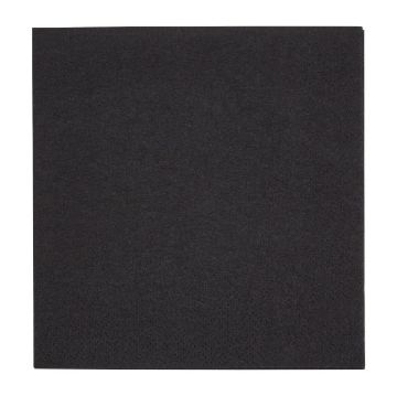 Picture of Fiesta Recyclable Cocktail Napkin Black 24x24cm 2ply 1/4 Fold (Pack of 4000)