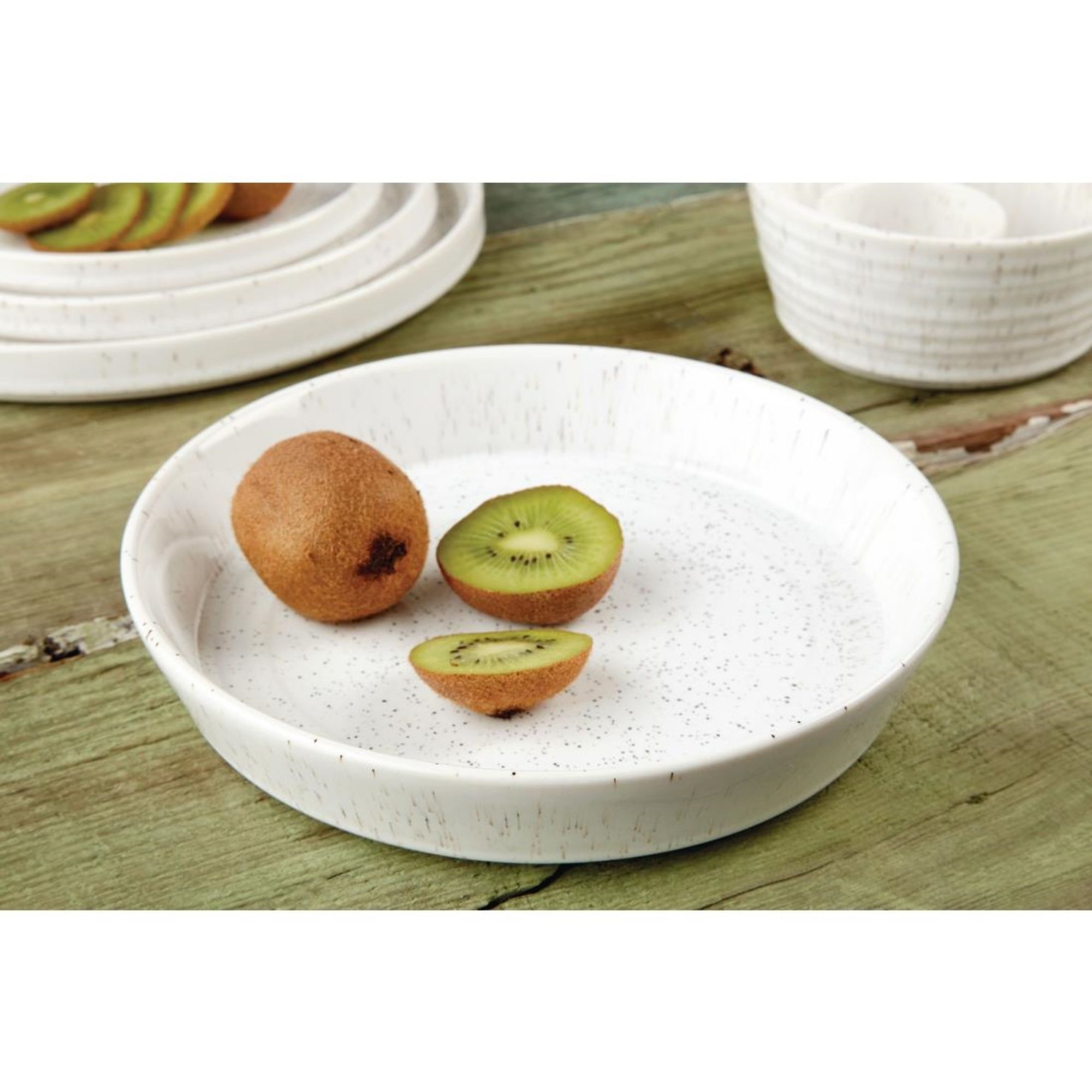 Picture of Olympia Cavolo White Speckle Flat Round Bowl - 220mm (Box 4)