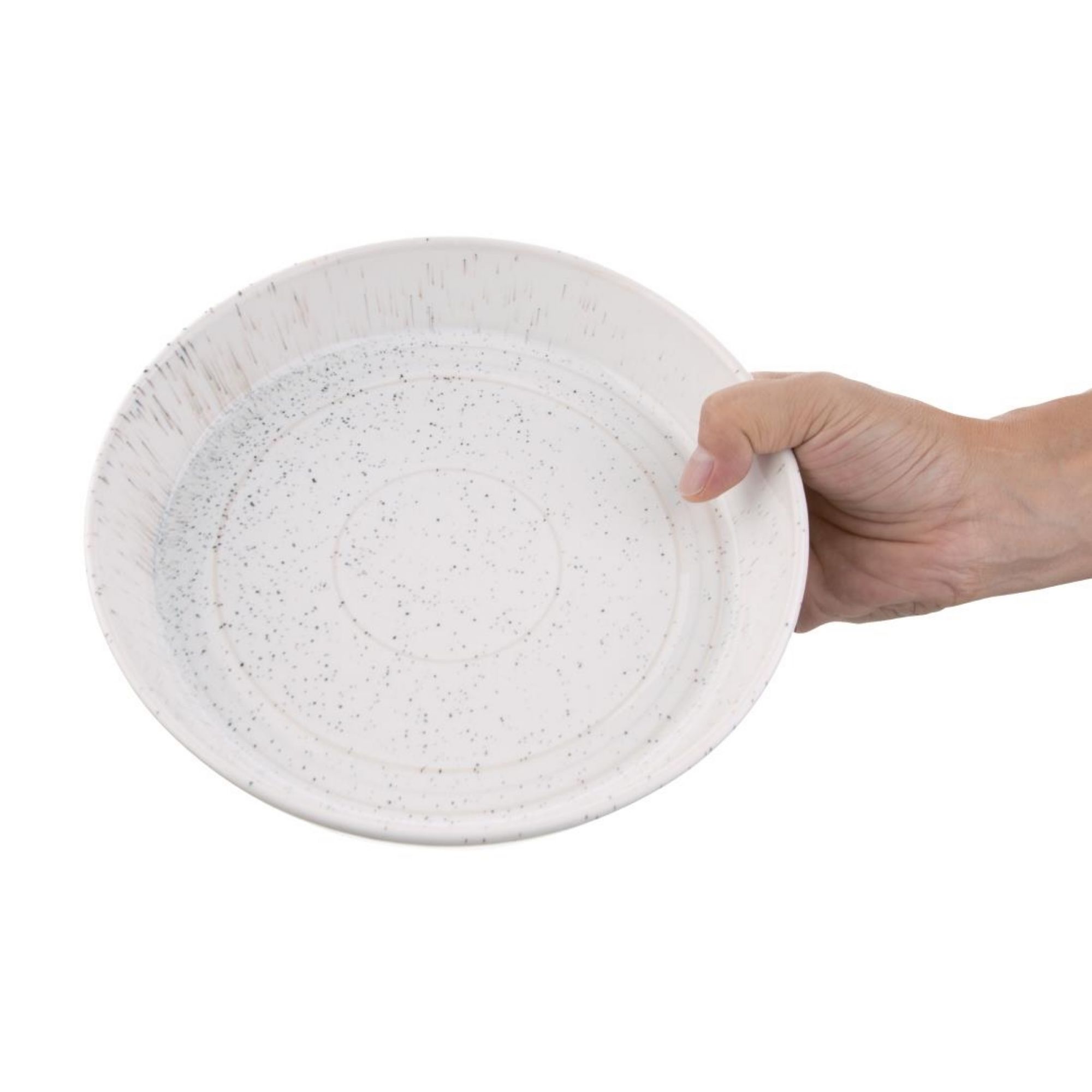 Picture of Olympia Cavolo White Speckle Flat Round Bowl - 220mm (Box 4)