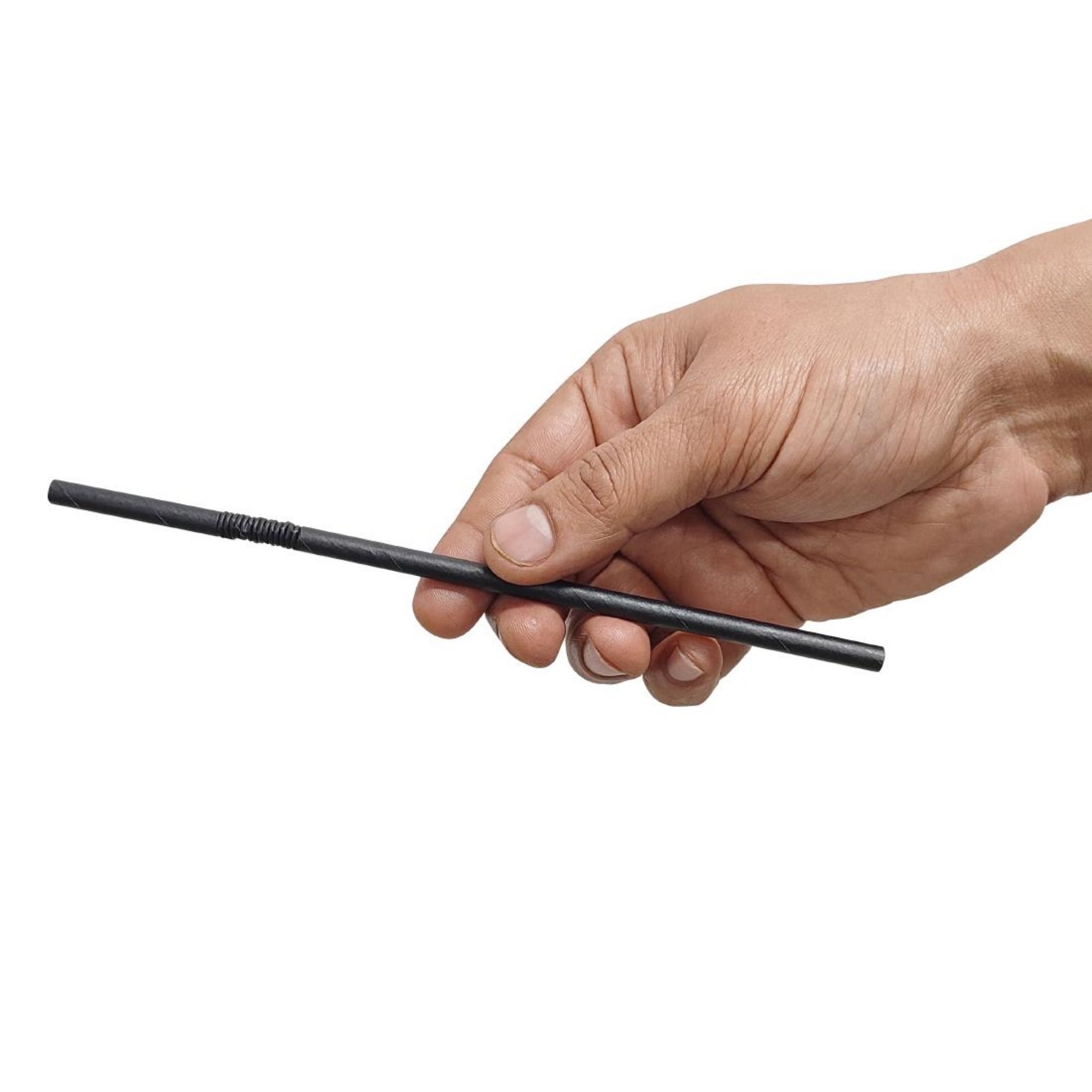 Picture of Fiesta Compostable Individually Wrapped Bendy Paper Straws Black (Pack of 250)