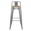 Picture of Bolero Bistro Backrest High Stools with Wooden Seat Pad Gun Metal (Pack of 4) - FB624