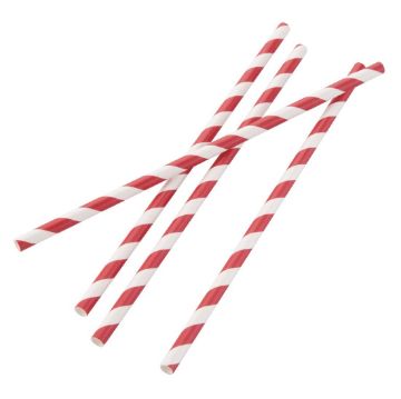 Picture of Fiesta Compostable Individually Wrapped Paper Straws Red Stripes (Pack of 250)