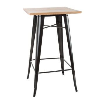 Picture of Bolero Bistro Bar Table with Wooden Top Black