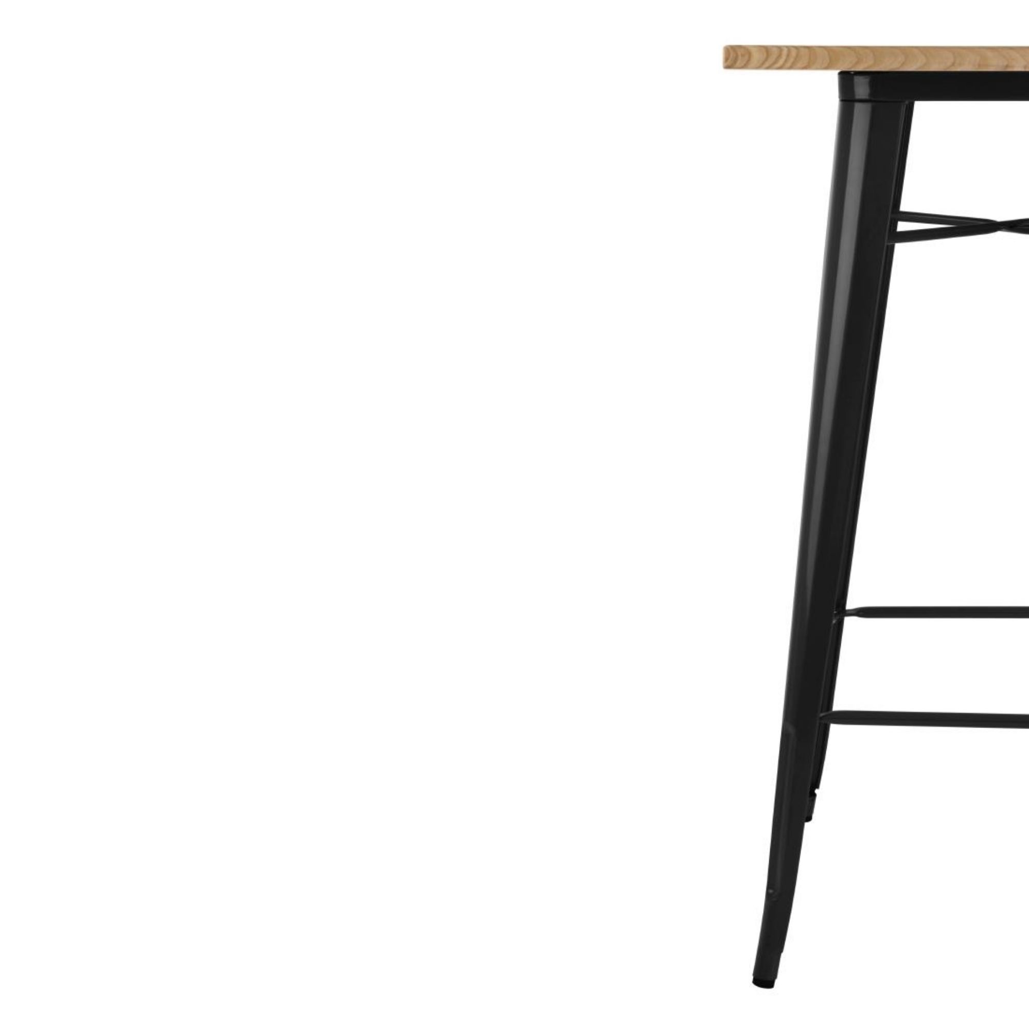 Picture of Bolero Bistro Bar Table with Wooden Top Black