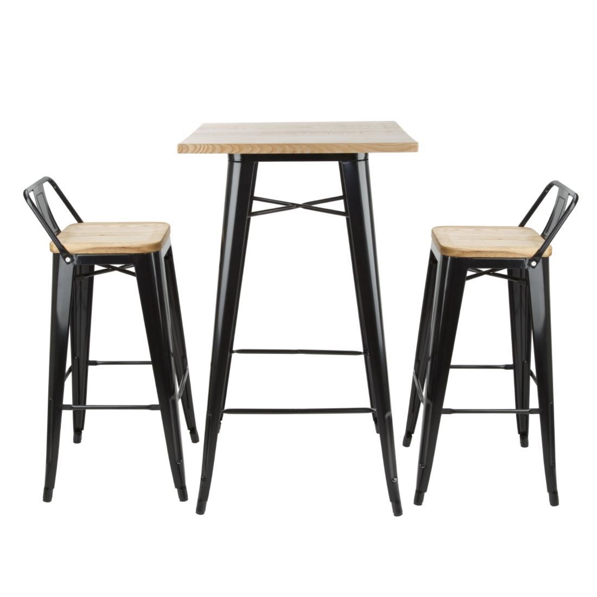 Picture of Bolero Bistro Bar Table with Wooden Top Black