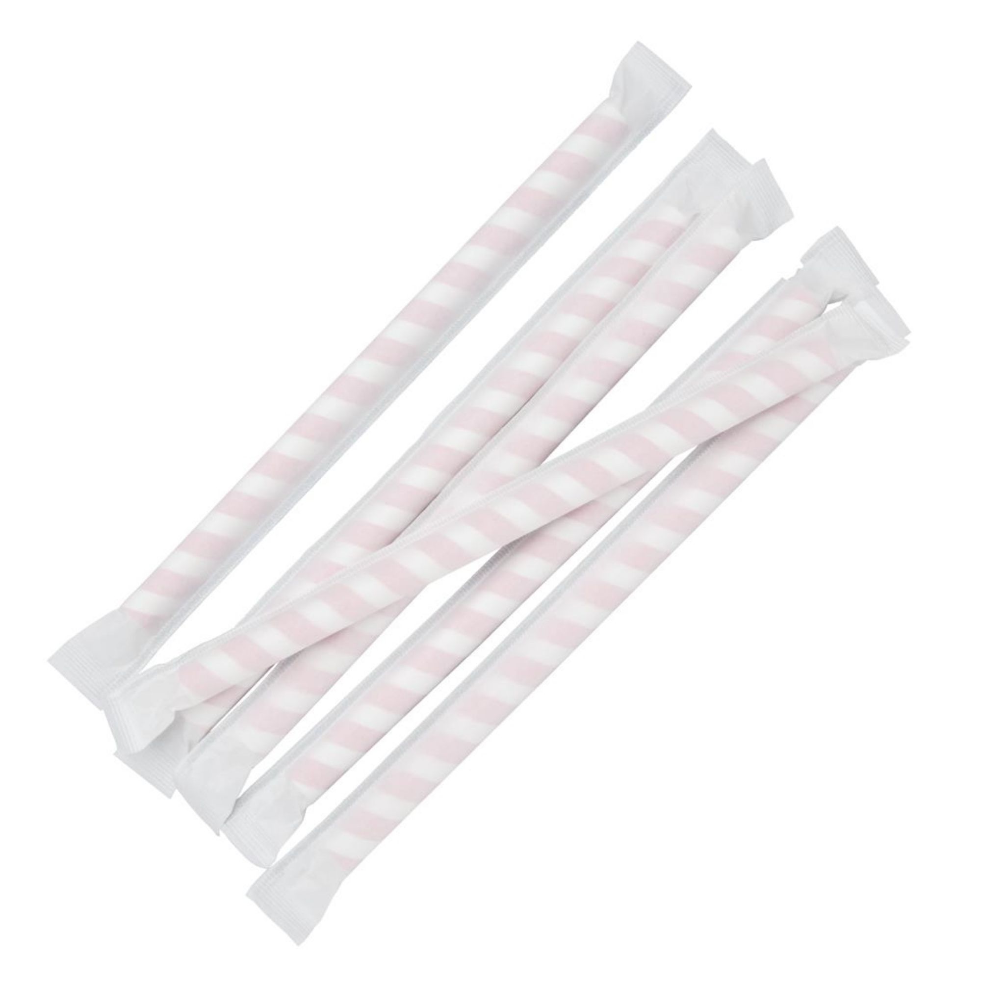Picture of Fiesta Compostable Individually Wrapped Paper Smoothie Straws Red Stripes (250 Pack)