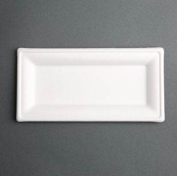 Picture of Fiesta Compostable Bagasse Rectangular Plates 258mm (Pack of 50)