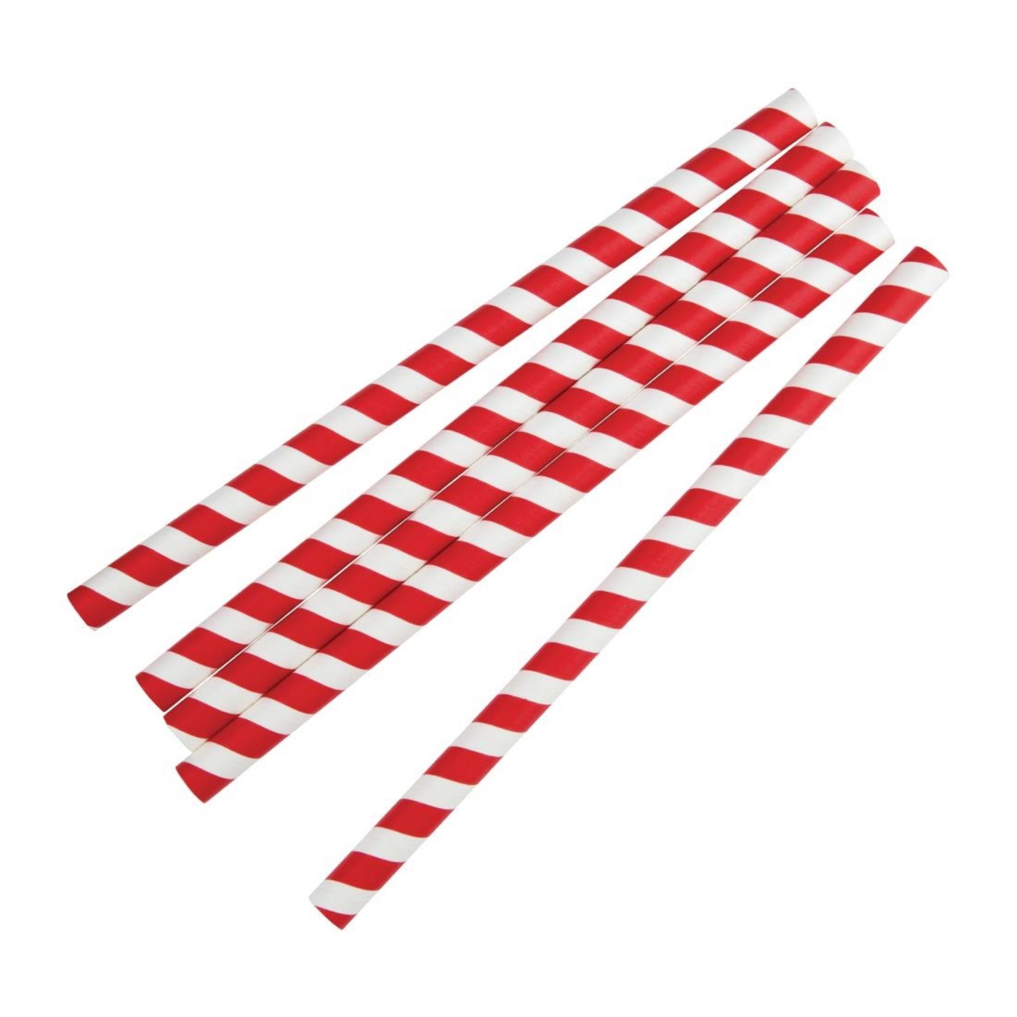 Picture of Fiesta Compostable Paper Smoothie Straws Red Stripes (Pack of 250)