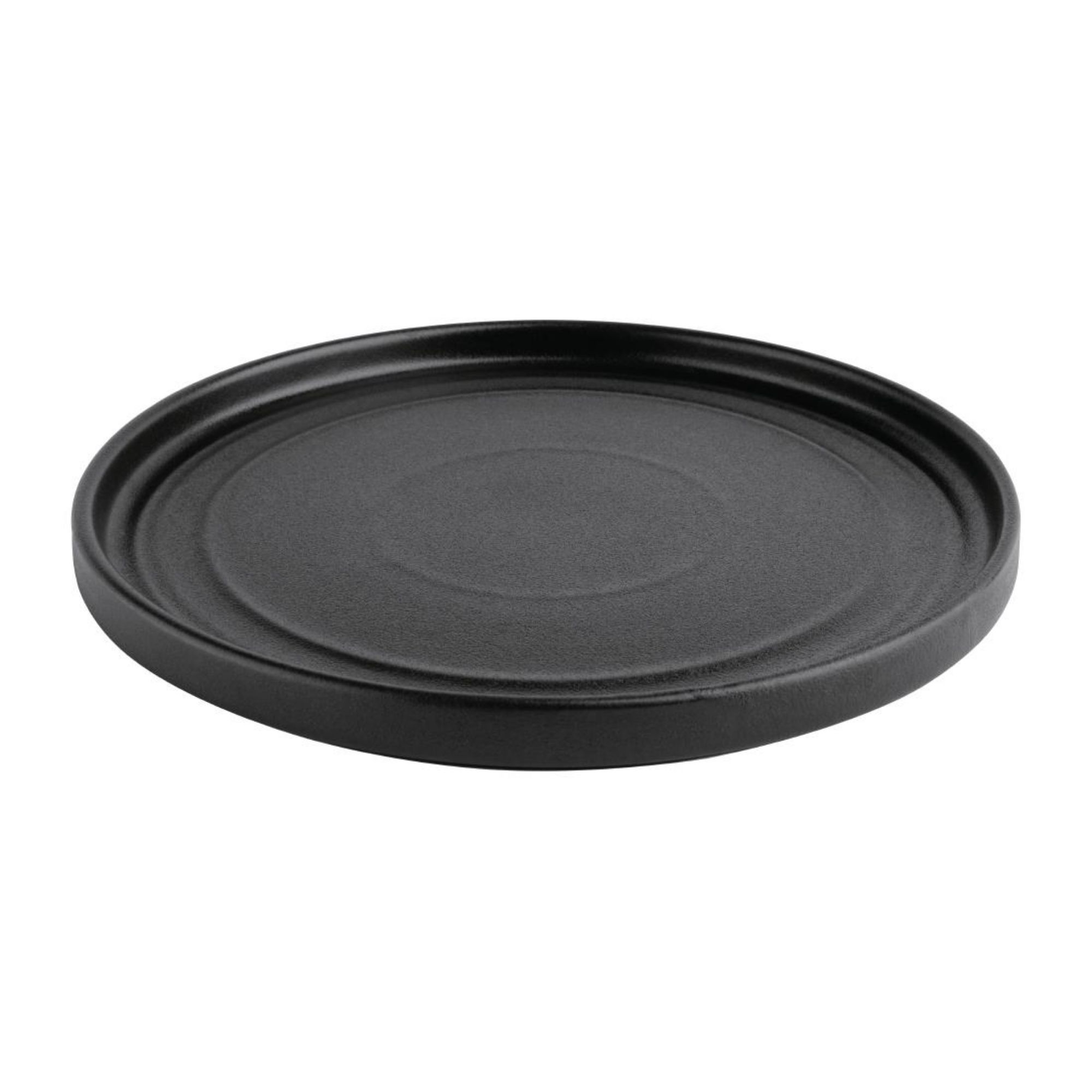Picture of Olympia Cavolo Textured Black Flat Round Plate - 220mm (Box 6)