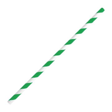 Picture of Fiesta Compostable Bendy Paper Straws Green Stripes (Pack of 250)