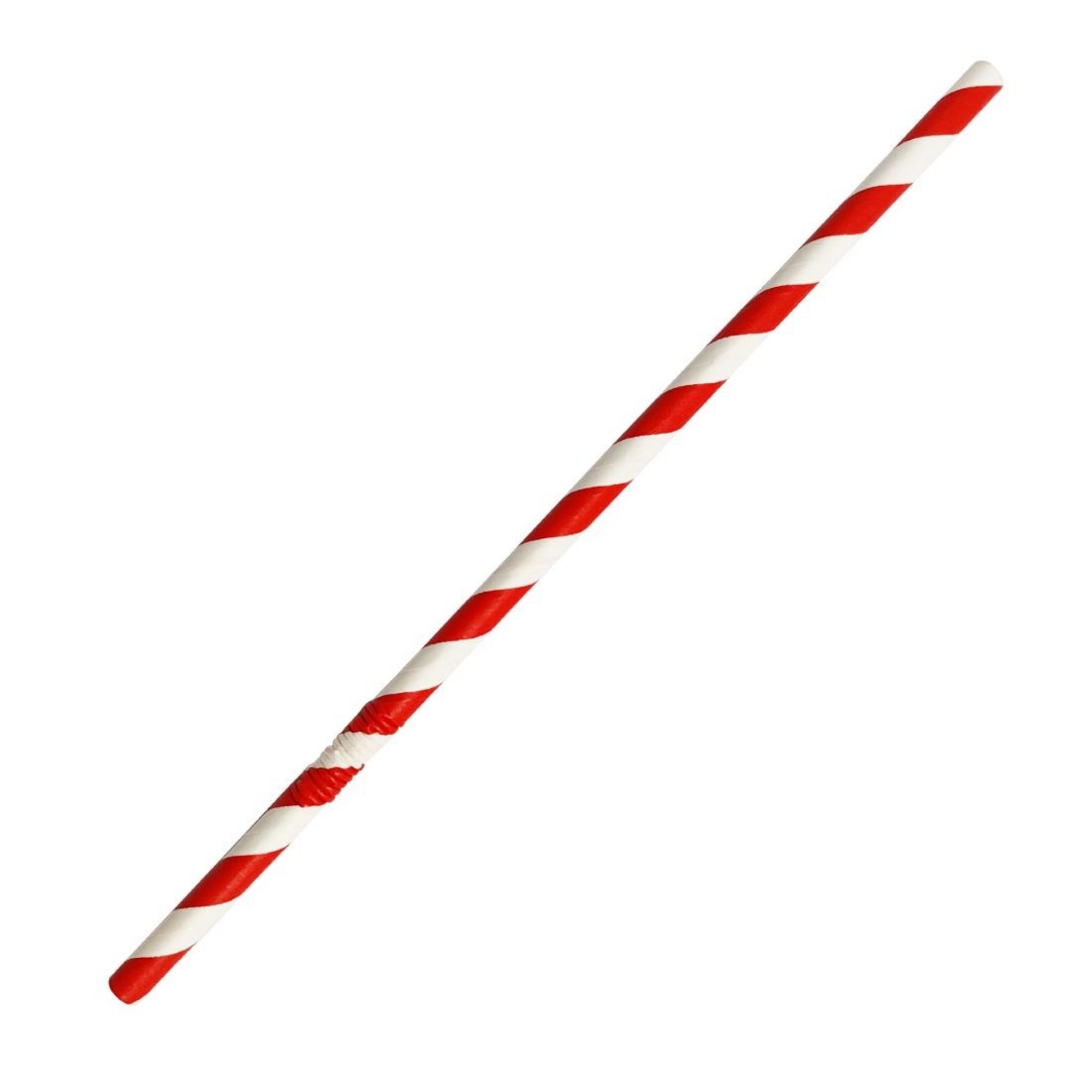 Picture of Fiesta Compostable Bendy Paper Straws Red Stripes (Pack of 250)