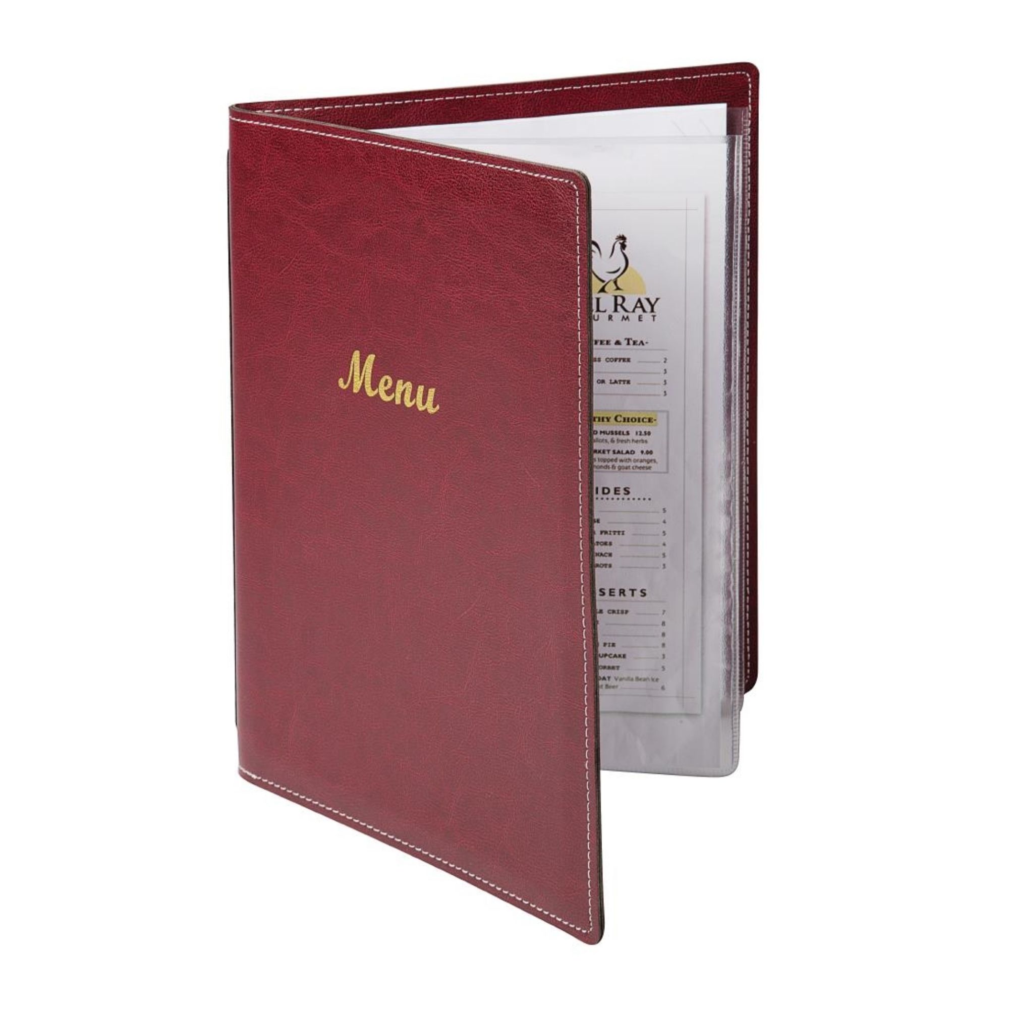 Picture of Olympia Faux Leather Menu Cover A4 Burgundy