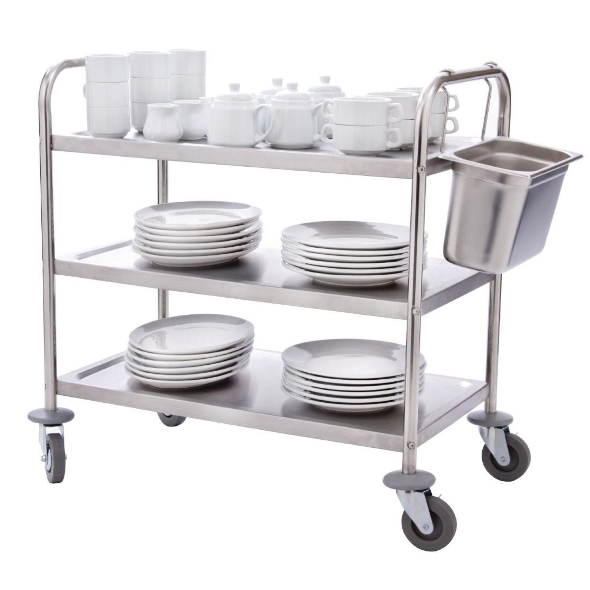 Picture of Vogue Stainless Steel 3 Tier Clearing Trolley Large