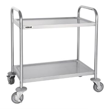 Picture of Vogue Stainless Steel 2 Tier Clearing Trolley Small