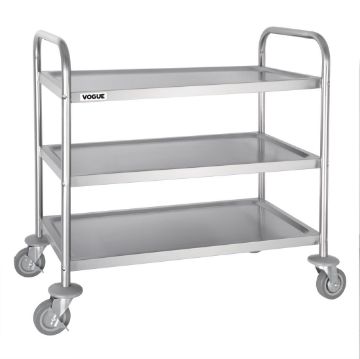 Picture of Vogue Stainless Steel 3 Tier Clearing Trolley Medium