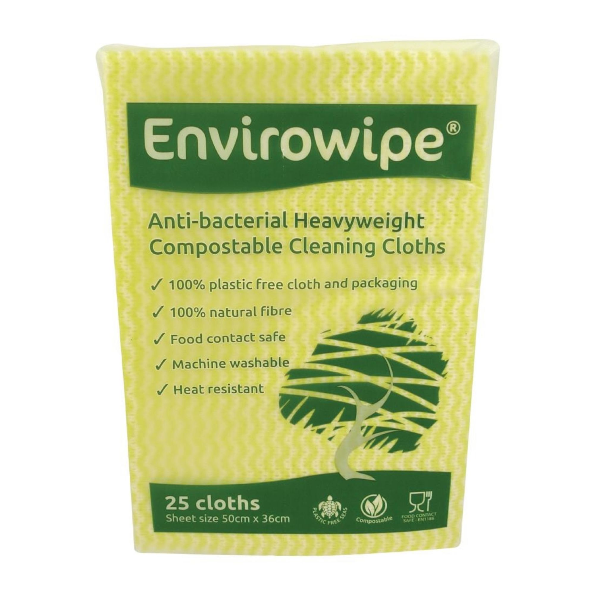 Picture of EcoTech Envirowipe Antibacterial Compostable Cleaning Cloths Yellow (25 Pack)