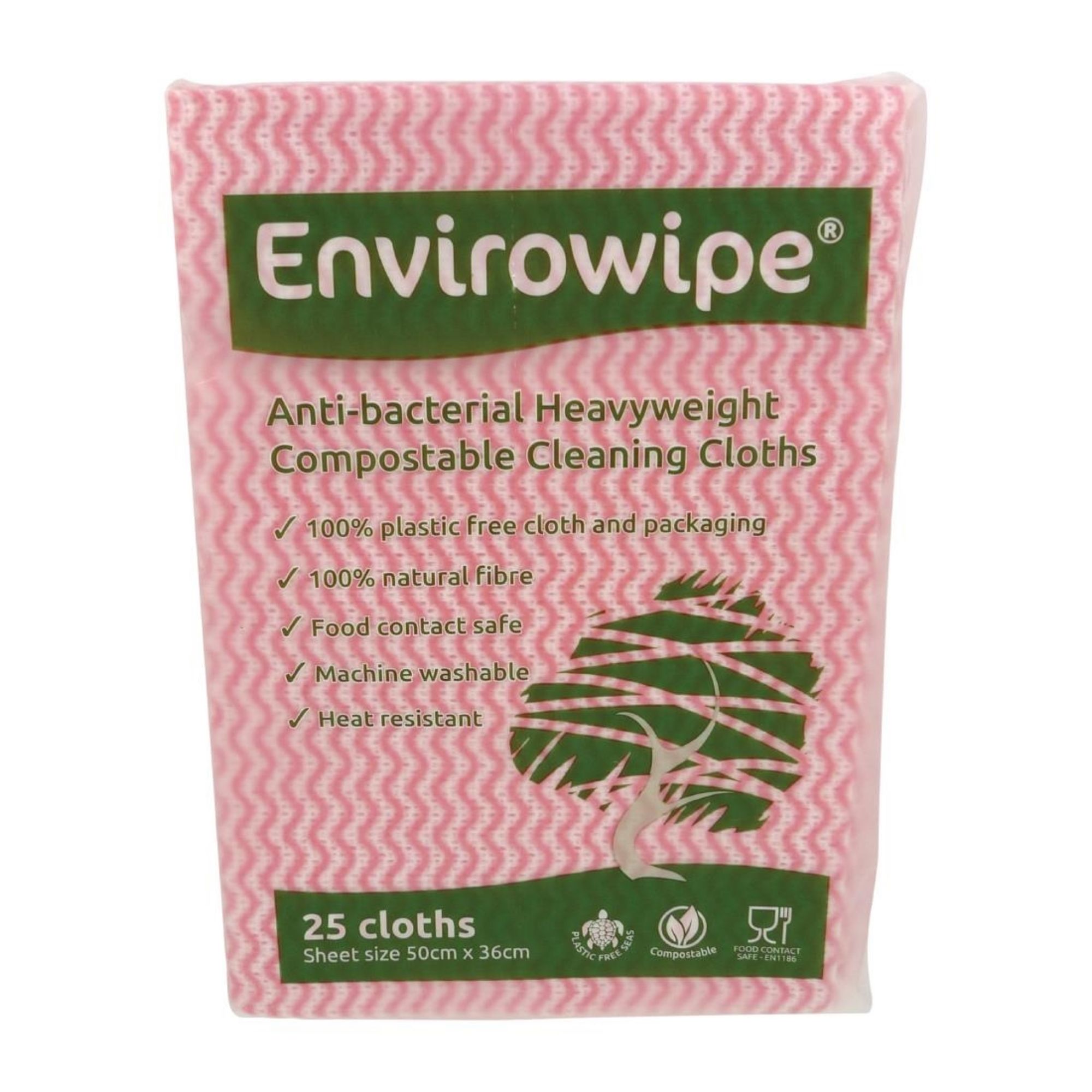Picture of EcoTech Envirowipe Antibacterial Compostable Cleaning Cloths Red (25 Pack)