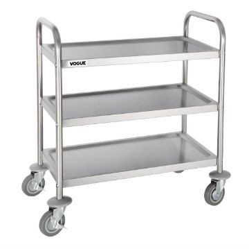 Picture of Vogue Stainless Steel 3 Tier Clearing Trolley Small