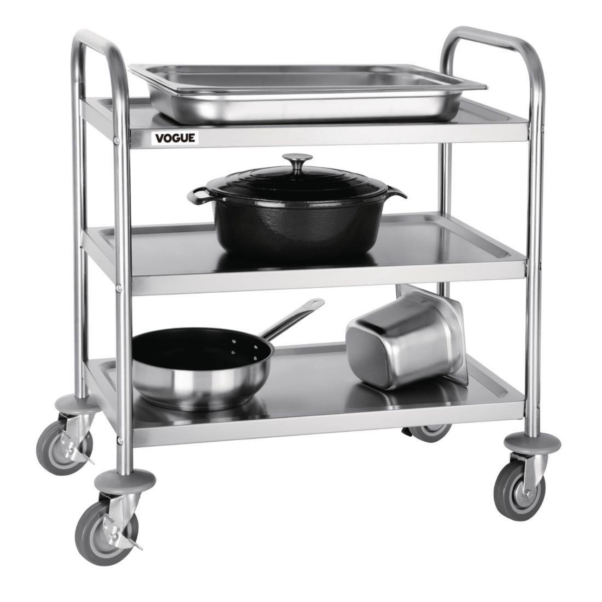 Picture of Vogue Stainless Steel 3 Tier Clearing Trolley Small