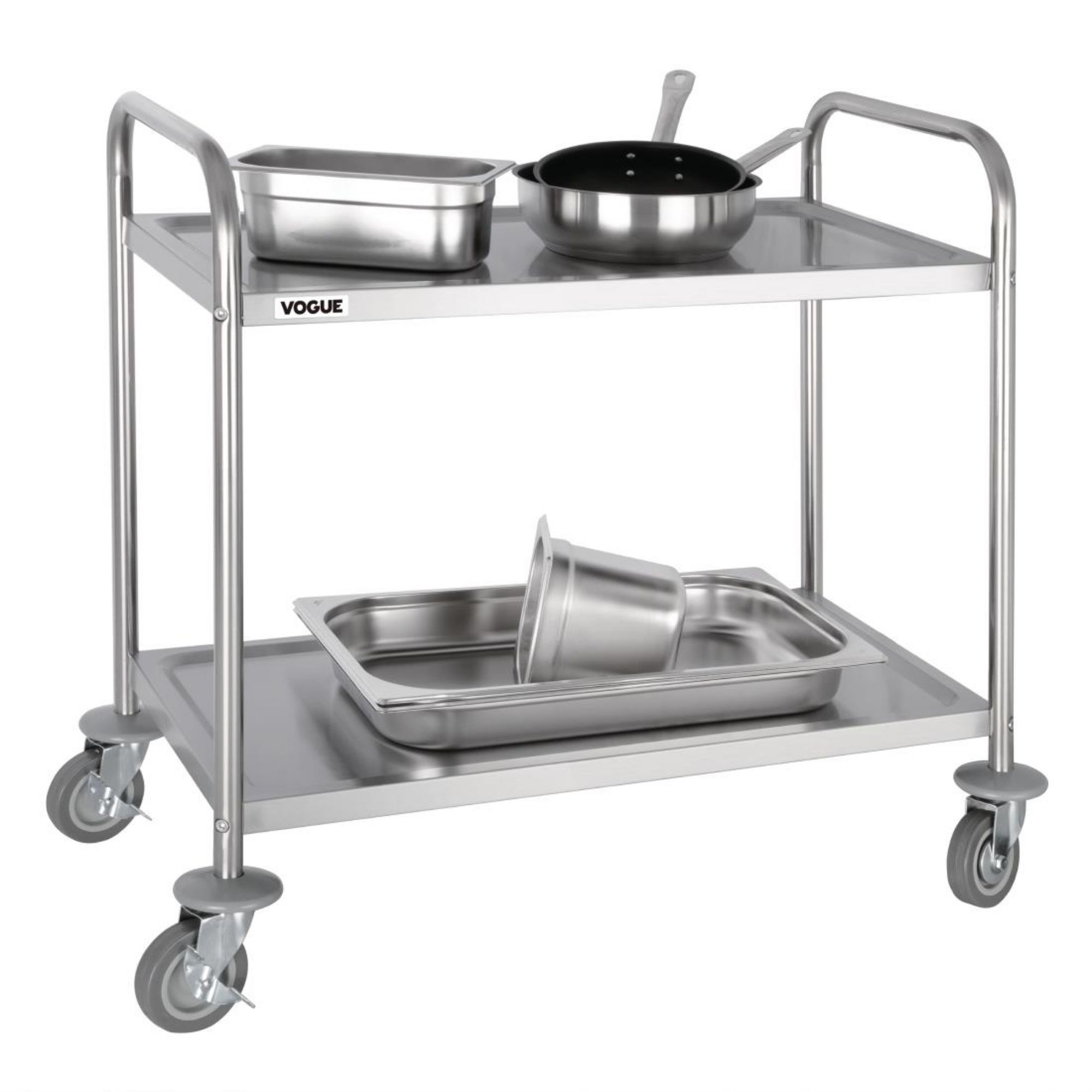 Picture of Vogue Stainless Steel 2 Tier Clearing Trolley Medium