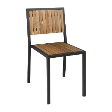 Picture of Bolero Steel & Acacia Side Chairs (Pack of 4)