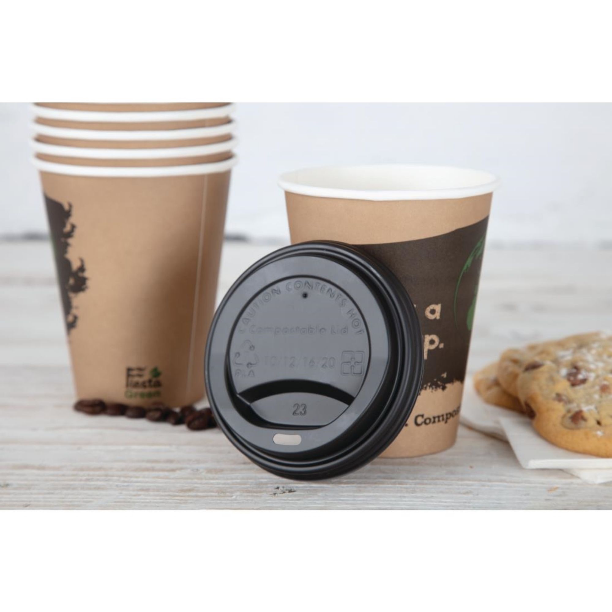 Picture of Fiesta Compostable Coffee Cup Lids 340ml / 12oz (Pack of 50)