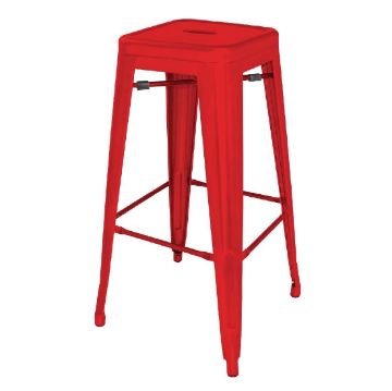 Picture of Bolero Bistro Steel High Stool Red (Pack of 4)