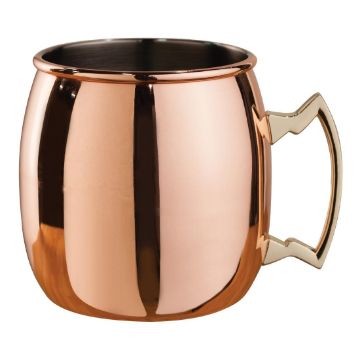 Picture of Beaumont Copper Plated Curved Moscow Mule Mug with Brass Handle 500ml