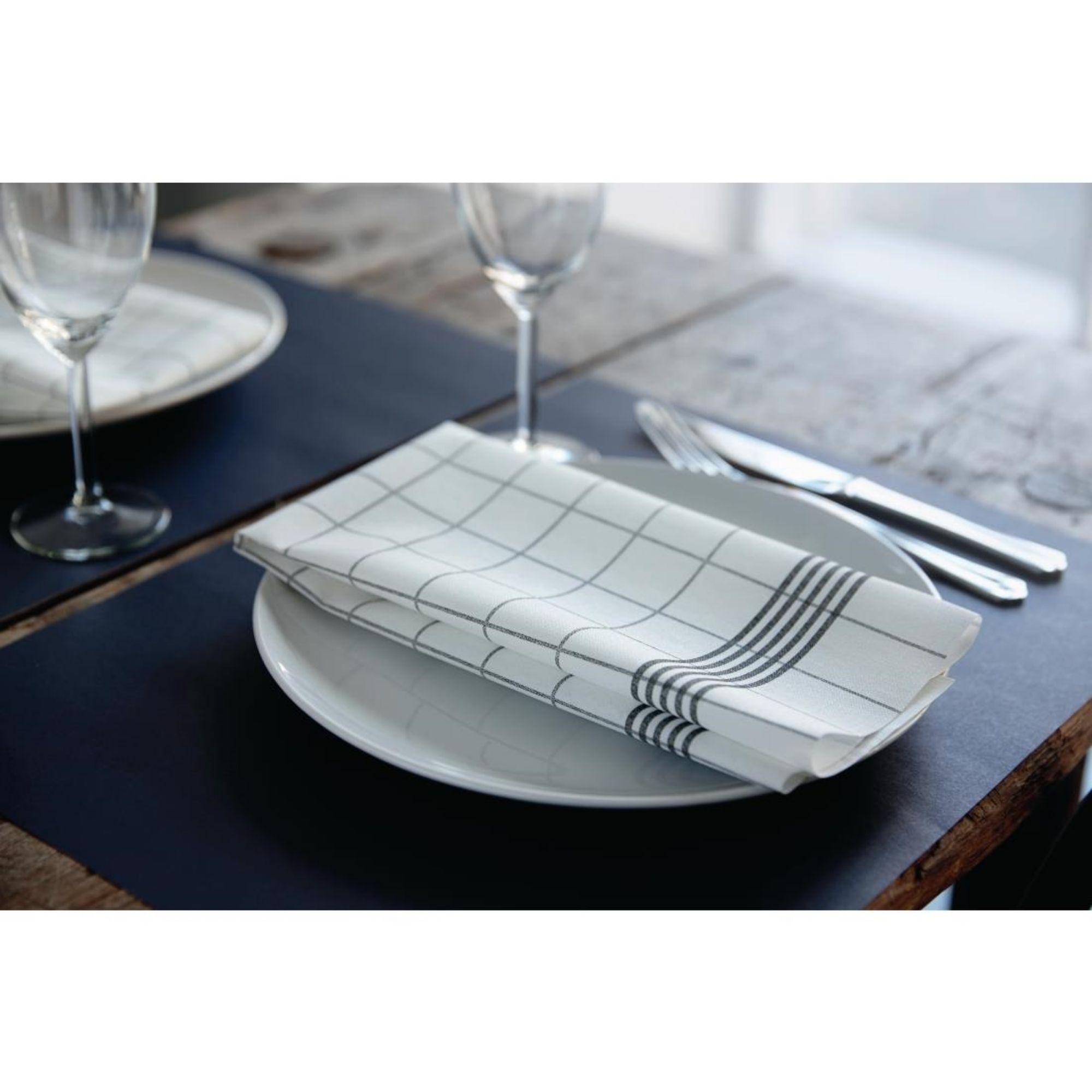 Picture of Duni Bistro Towel Napkin 38x54cm Granite Grey Check on White (Pack 250)