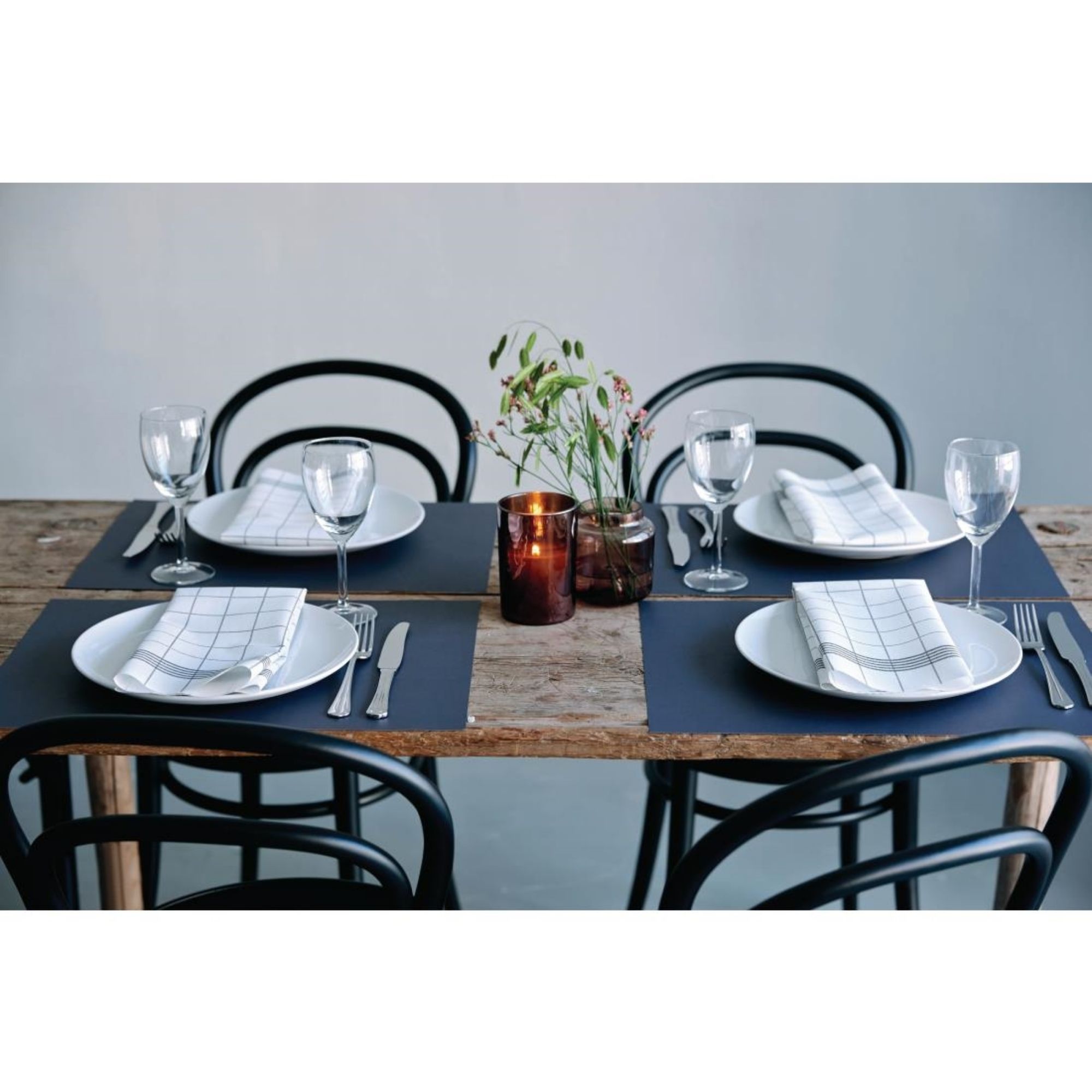 Picture of Duni Bistro Towel Napkin 38x54cm Granite Grey Check on White (Pack 250)