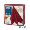 Picture of Tork Premium Linstyle Dinner Napkin Burgundy 40x40cm 1/4 Fold (Pack of 600)
